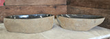 Handmade Natural Oval River Stone Bathroom Basin - Twin Set RL2309013