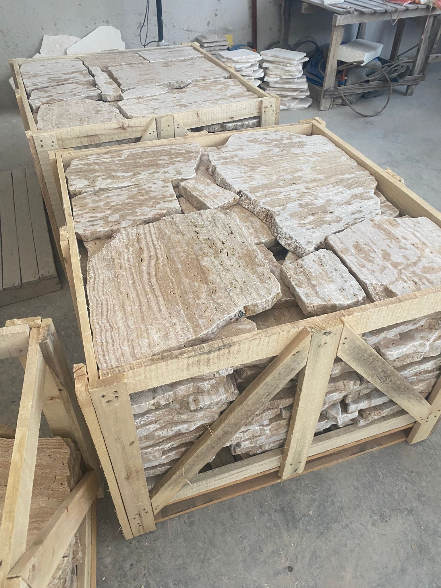 Classic Travertine Cream Crazy Paver Loose Stone Travertine