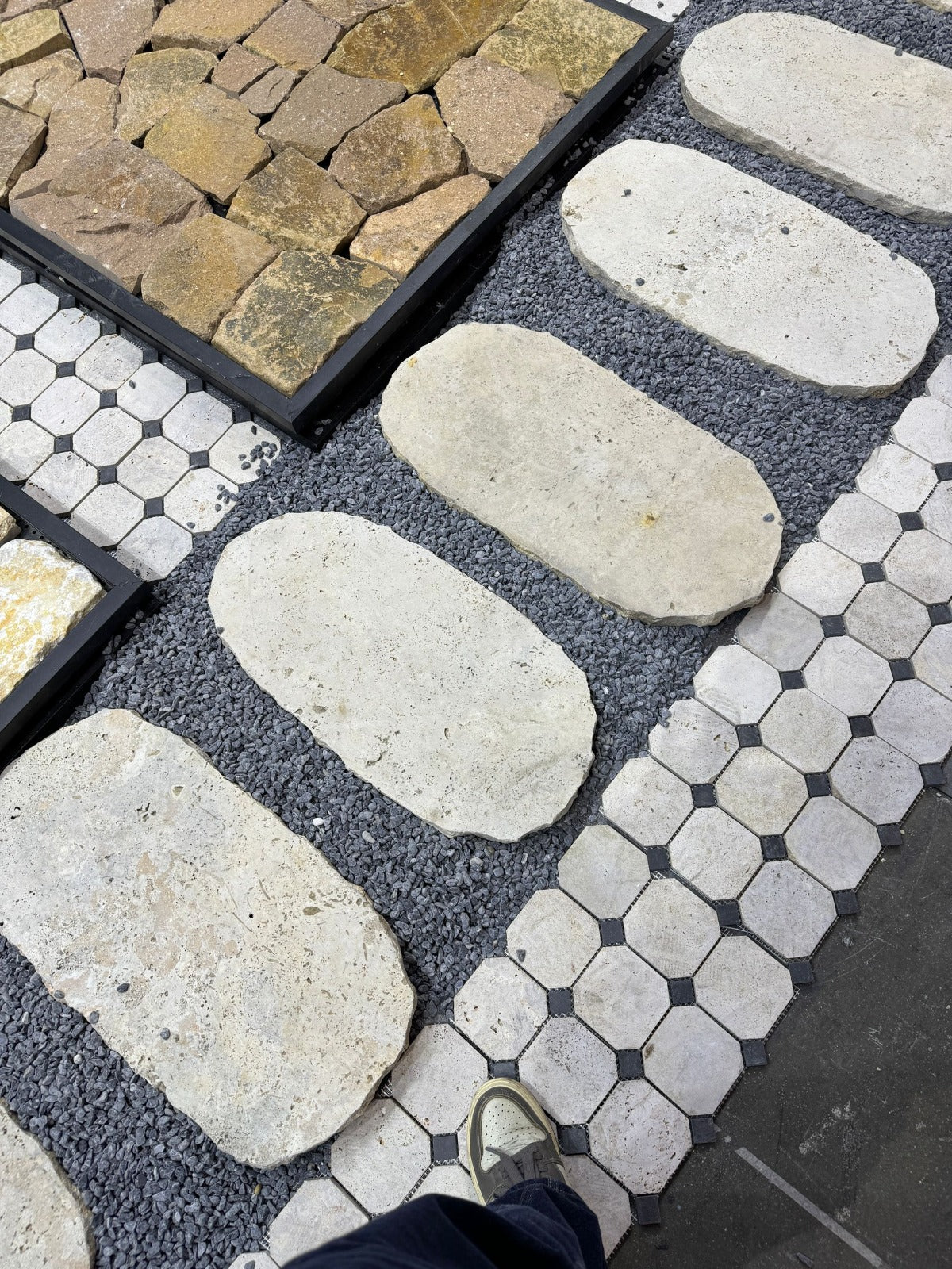 Crema Beige “Bullet” Travertine Stepping Stones