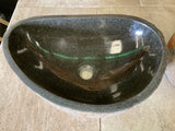 Handmade Natural Oval River Stone Bathroom Basin - Twin Set RM 2309004