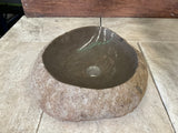 Handmade Natural Oval River Stone Bathroom Basin - RVM 2310009