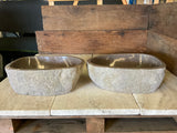 Handmade Natural Oval River Stone Bathroom Basin - Twin Set RM 2309003