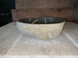 Handmade Natural Oval River Stone  Bathroom Basin  - RM 2310031