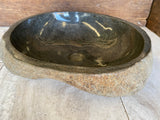 Handmade Natural Oval River Stone Bathroom Basin - RM2306073