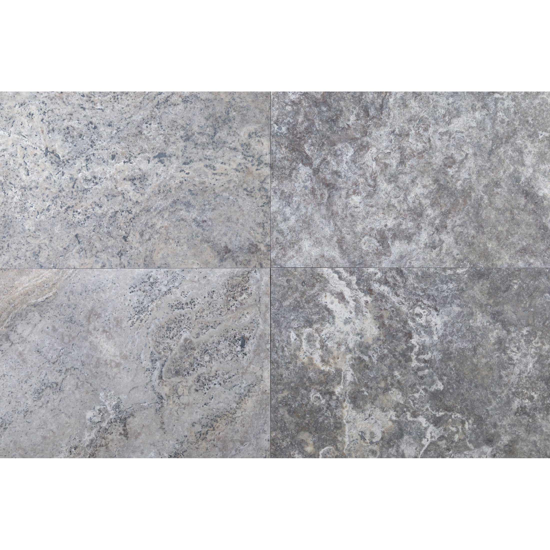 Tumbled Travertine Tile & Paver - Premium Silver