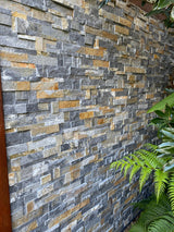 Natural Stacked Stone Wall Cladding Panels - Rusty Black Stack