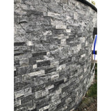 Natural Stacked Stone Wall Cladding Panels - Galaxy Black Montage
