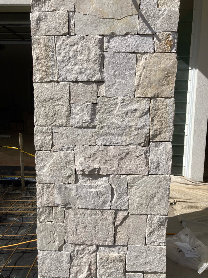Natural Stone Wall Cladding Free Form - Loose Stone -  White Sandstone Castle Shape