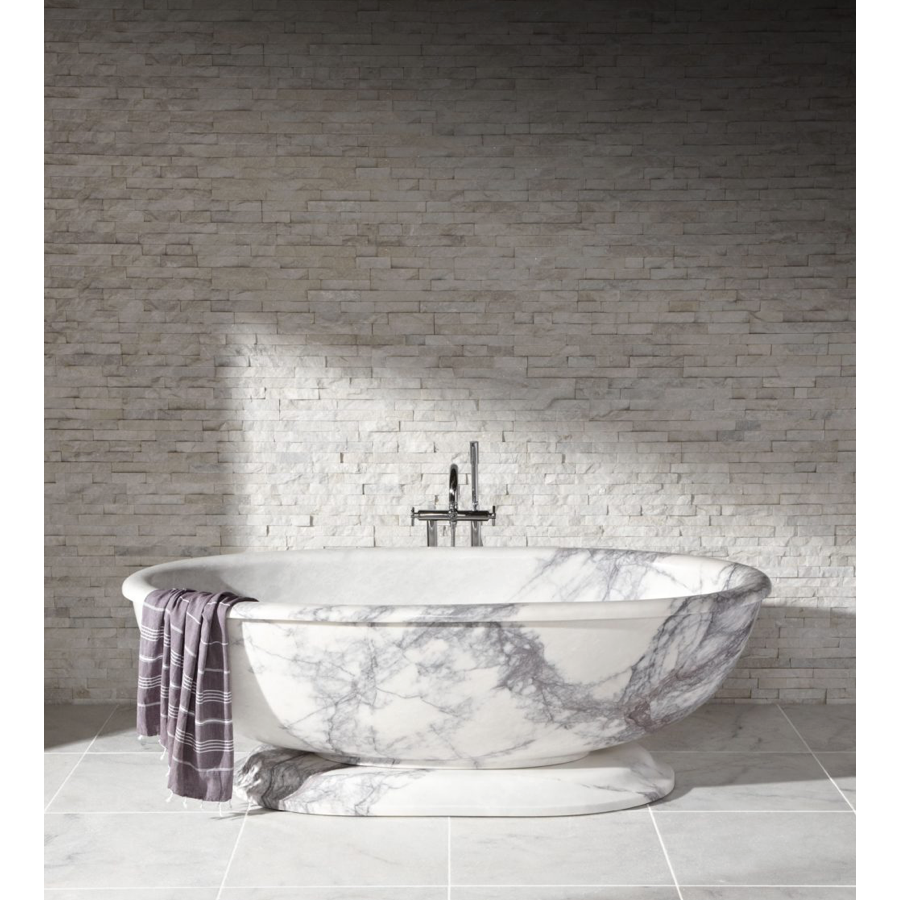 Natural Stacked Stone Wall Cladding Panels - Crystal White