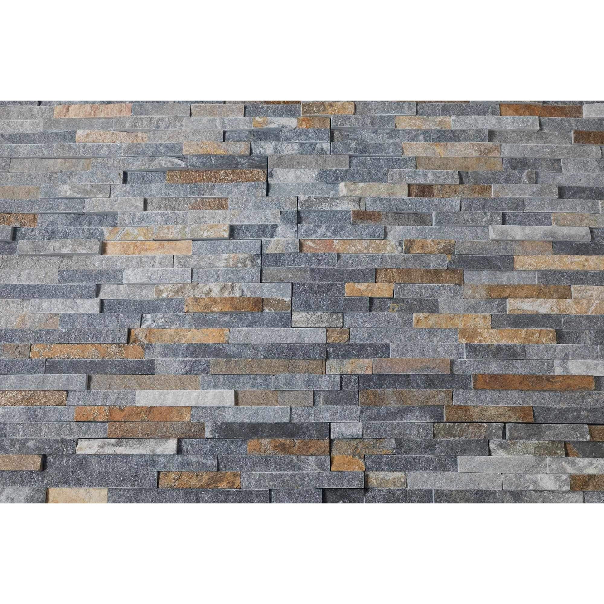 Natural Stacked Stone Wall Cladding Panels - Rusty Black Stack