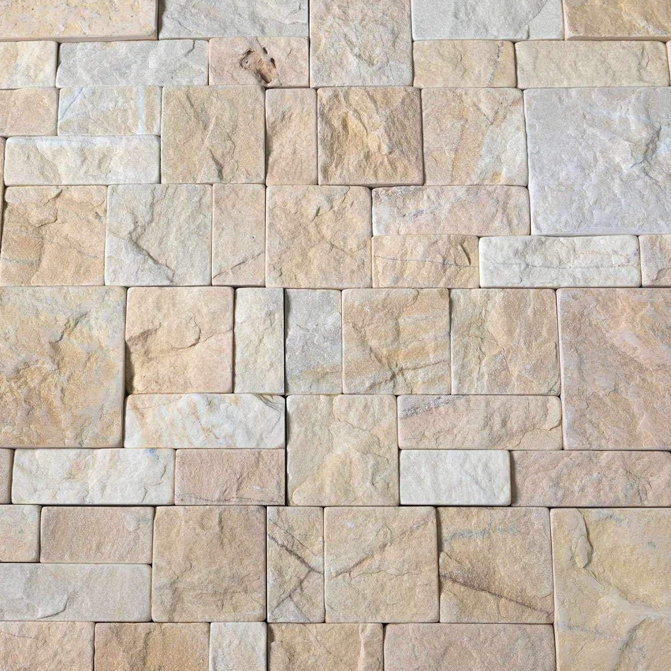Natural Stacked Stone Wall Cladding Panels - Tumbled Miami Sands Montage