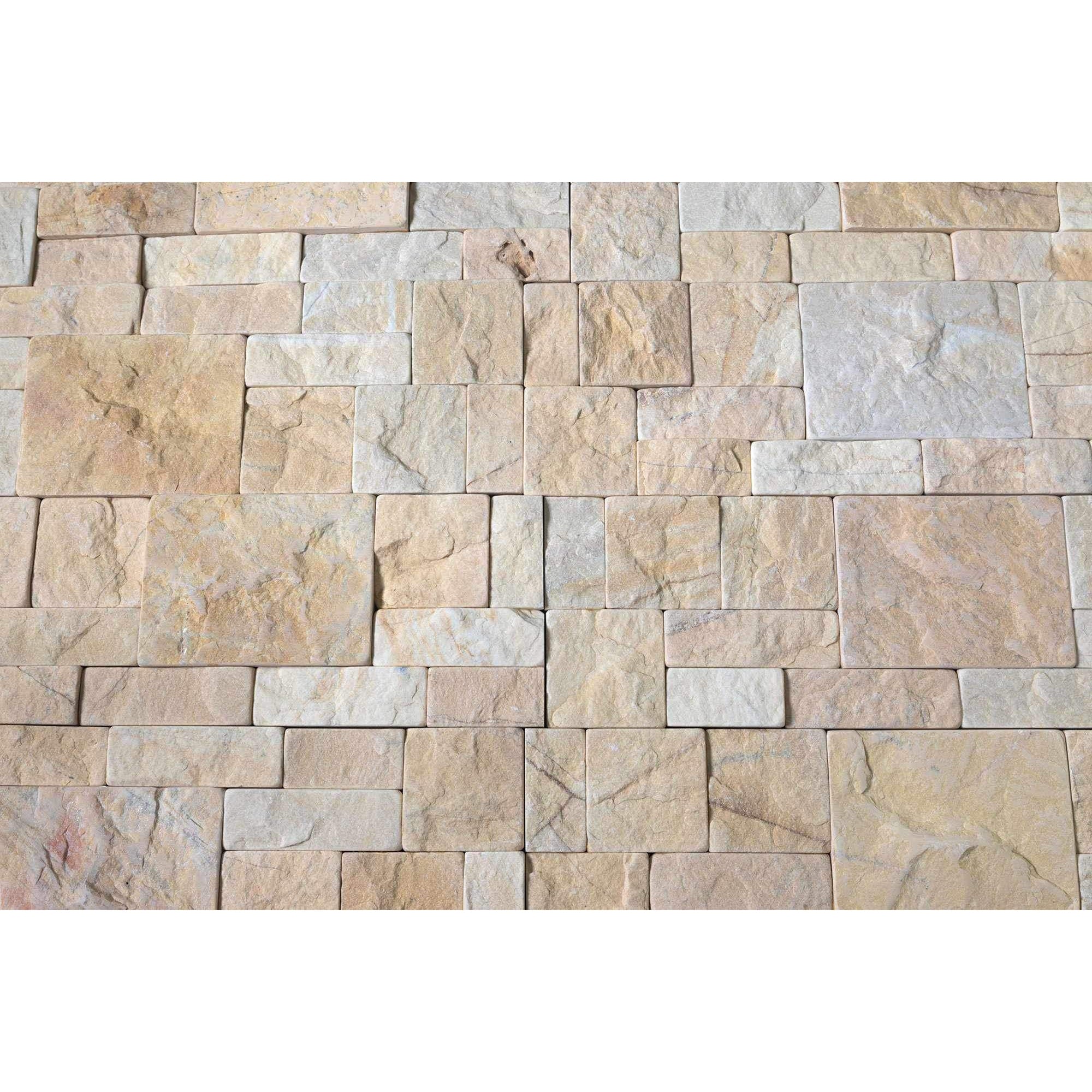 Natural Stacked Stone Wall Cladding Panels - Tumbled Miami Sands Montage