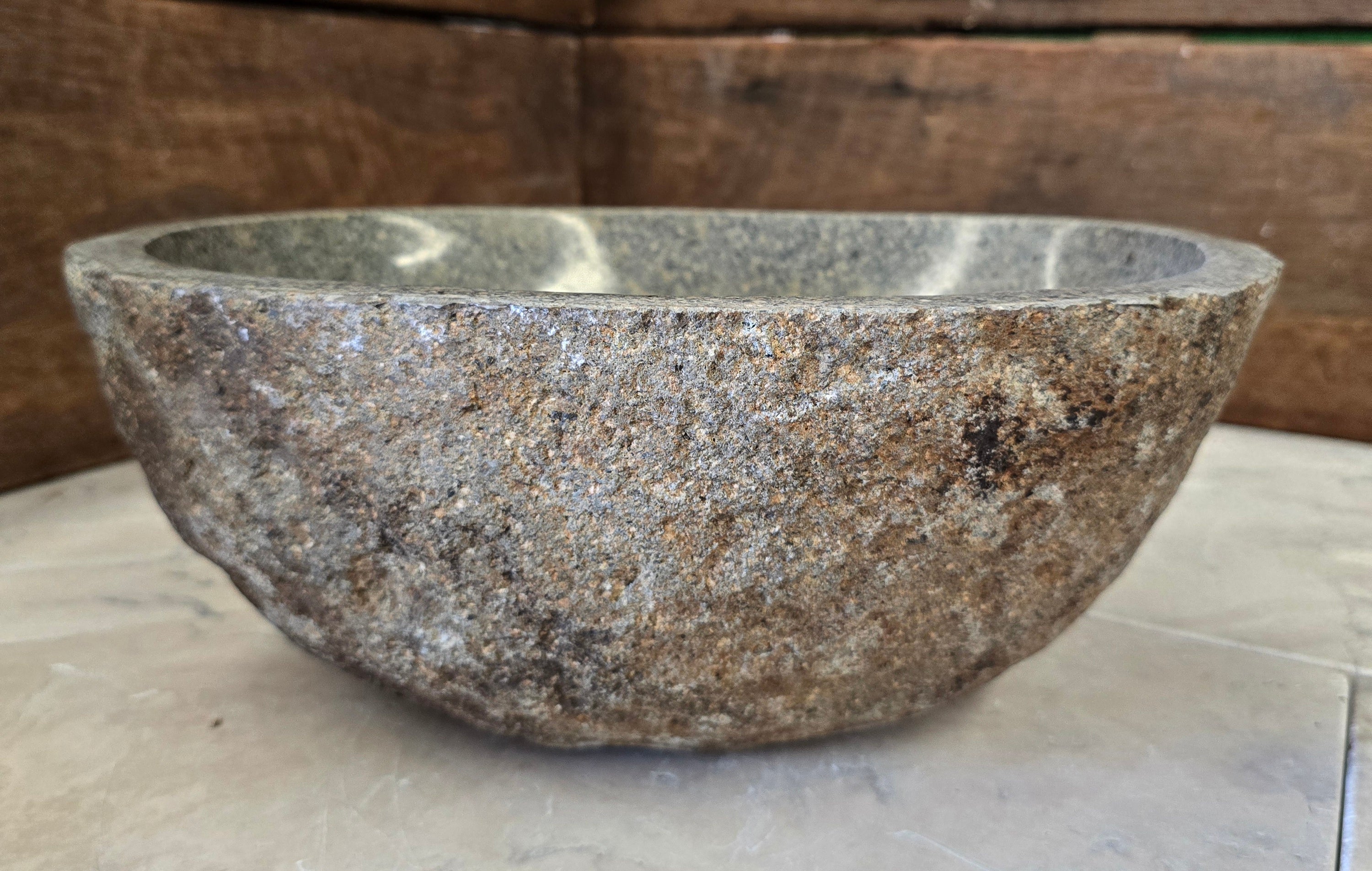 Handmade Natural Oval River Stone  Bathroom Basin  RS 2409075