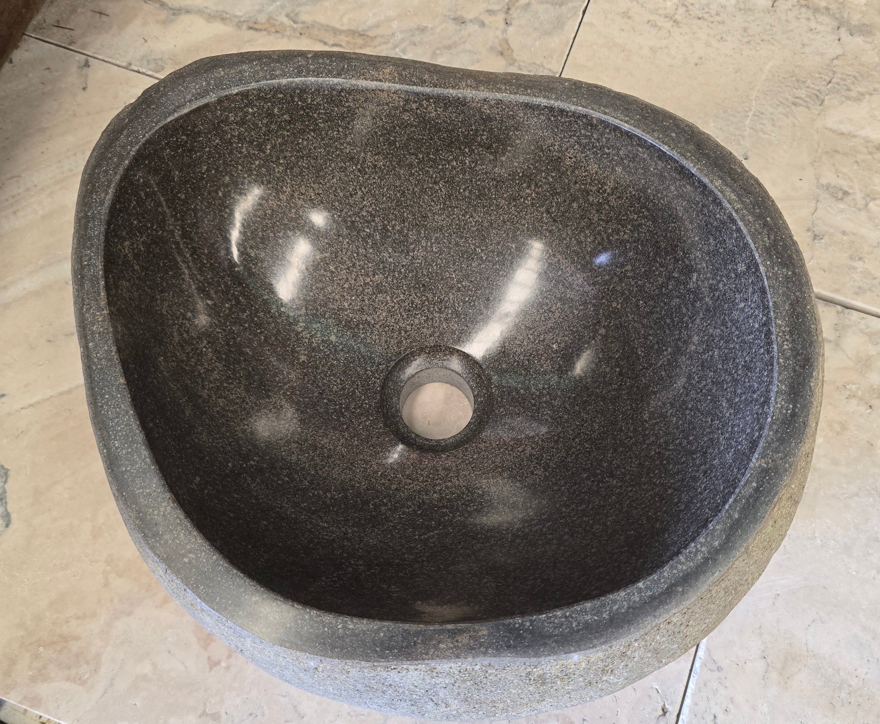 Handmade Natural Oval River Stone  Bathroom Basin  RS 2409066