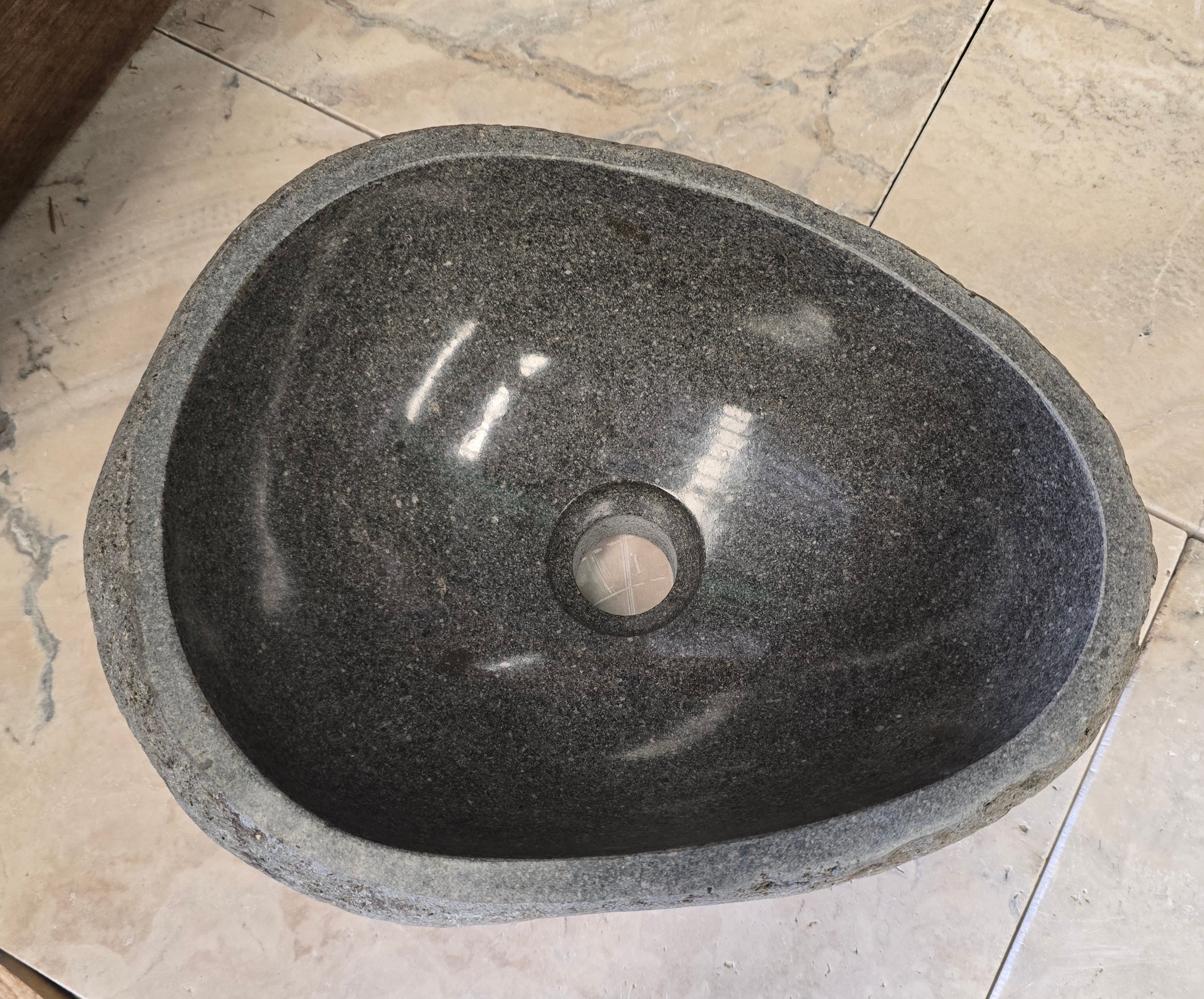 Handmade Natural Oval River Stone  Bathroom Basin  RS 2409081
