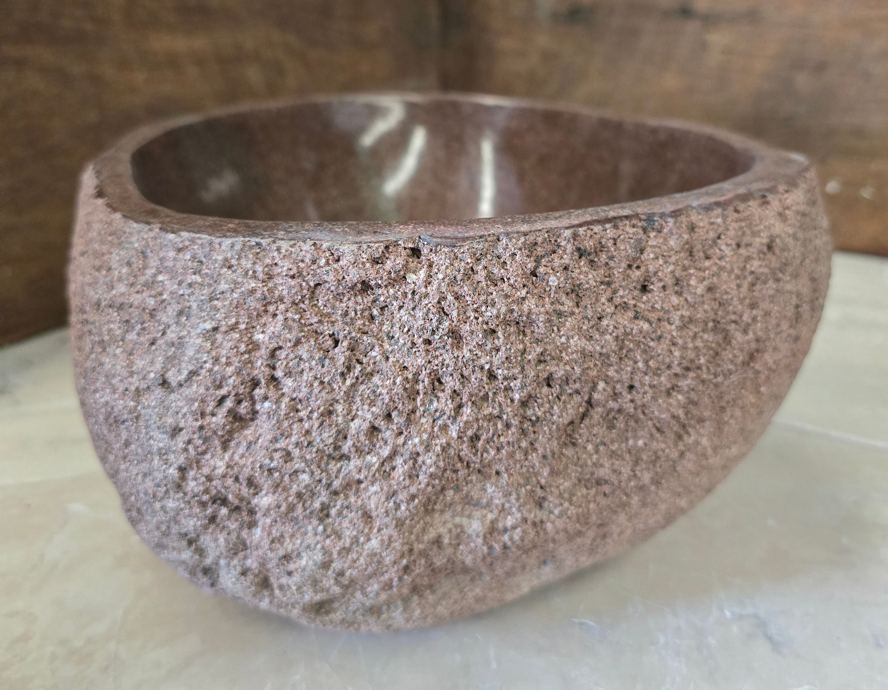 Handmade Natural Oval River Stone  Bathroom Basin  RS 2409096