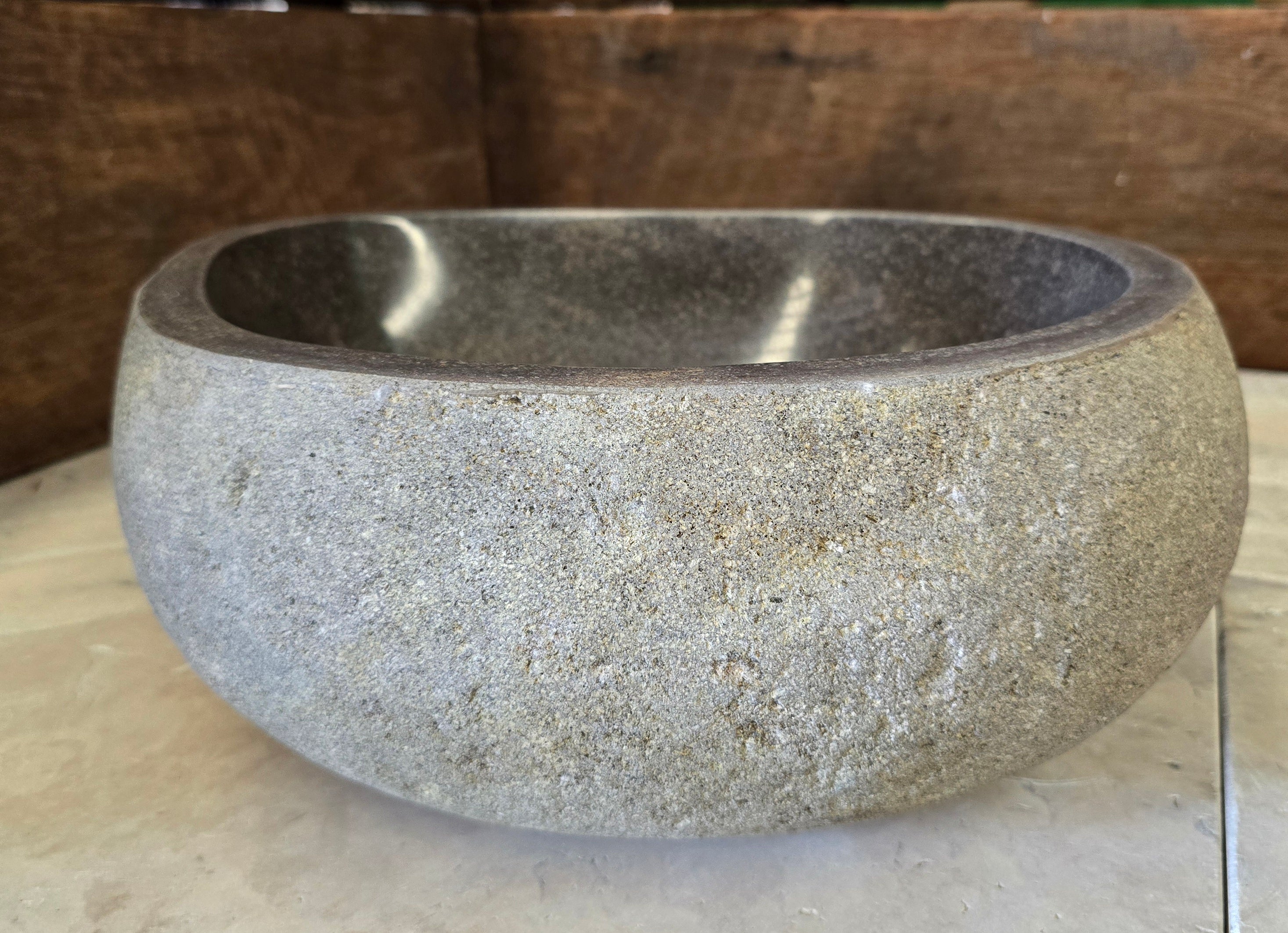 Handmade Natural Oval River Stone  Bathroom Basin  RS 2409066