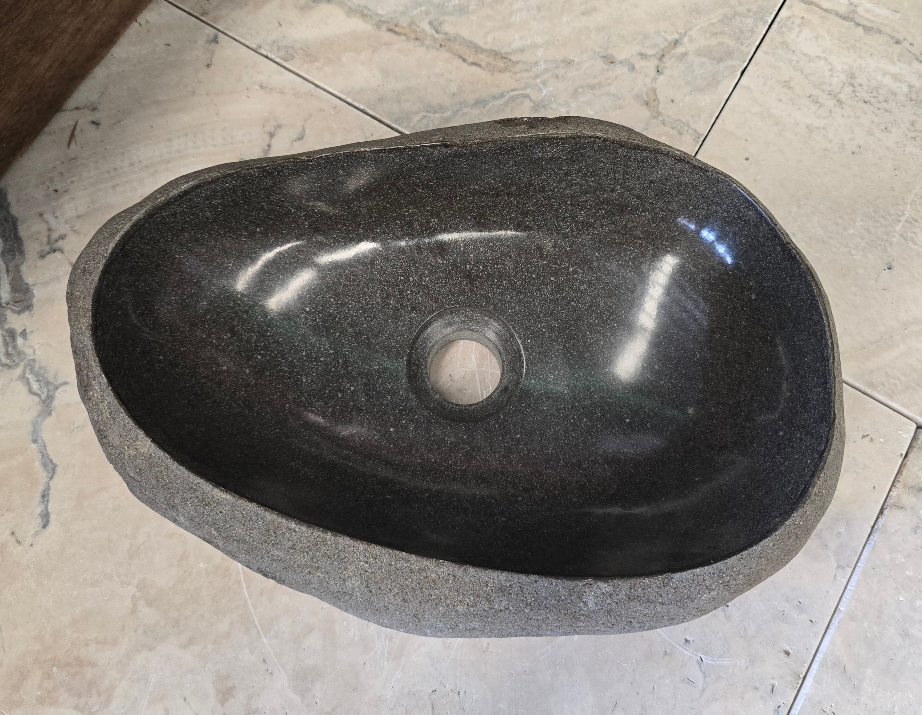 Handmade Natural Oval River Stone  Bathroom Basin  RVS 24090774
