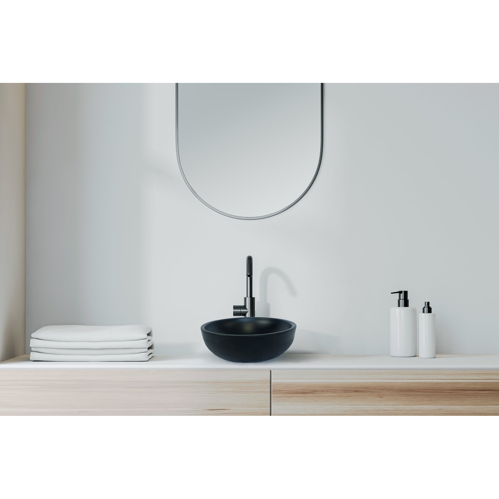 Round Concrete Bathroom Vanity Wash Basin EF19 Stone and Rock