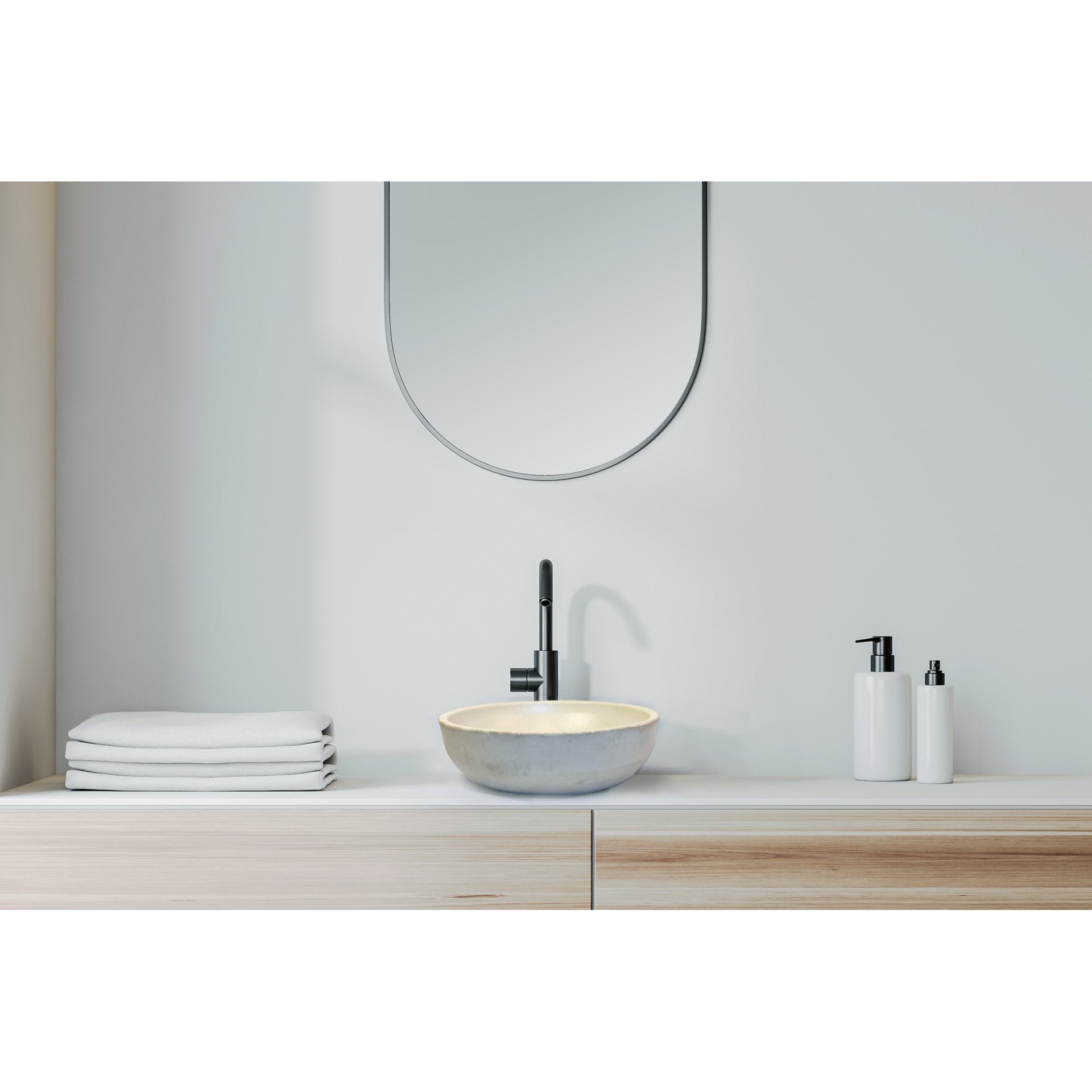 Round Concrete Bathroom Vanity Wash Basin EF930 Stone and Rock