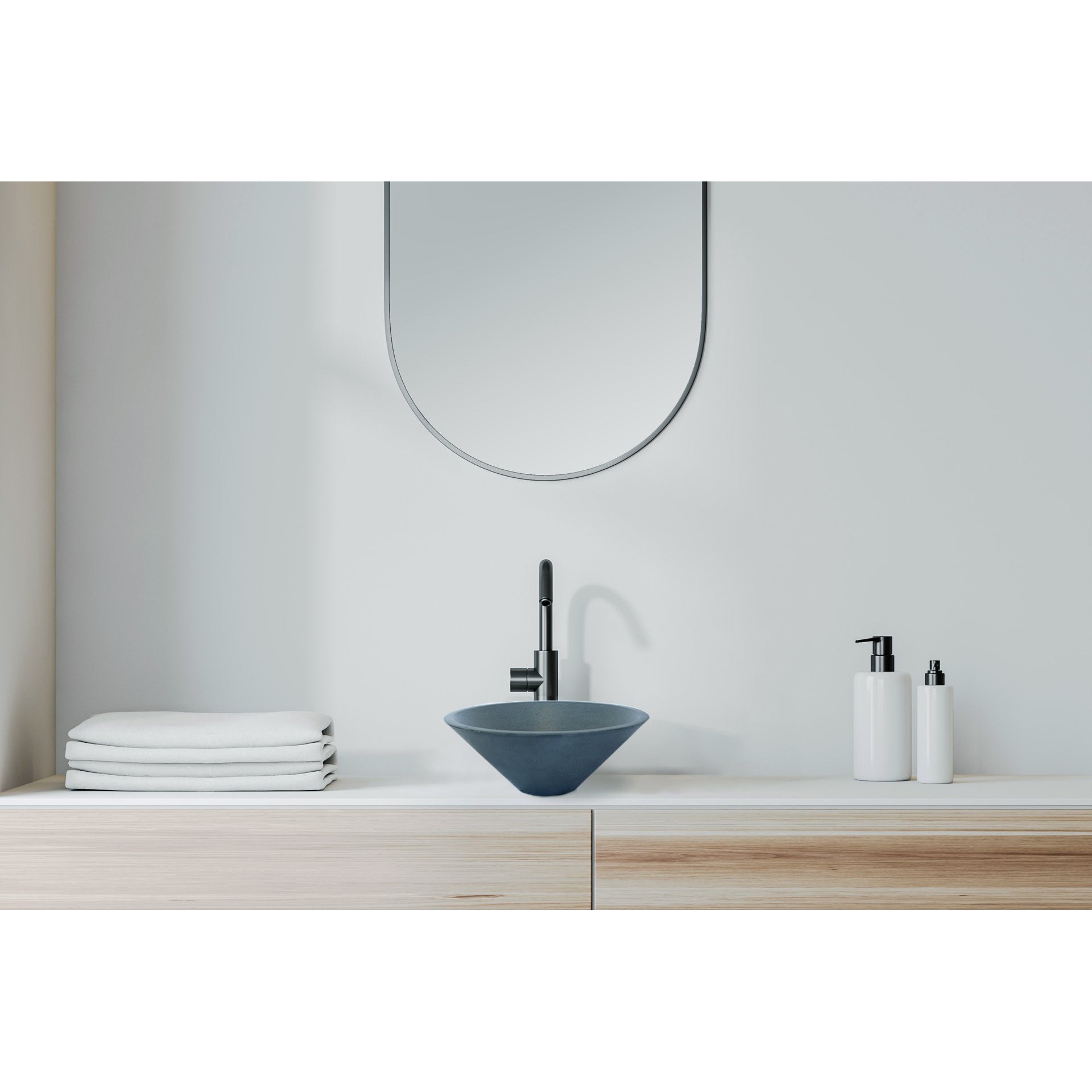 Round Concrete Bathroom Vanity Wash Basin EF10 Stone and Rock