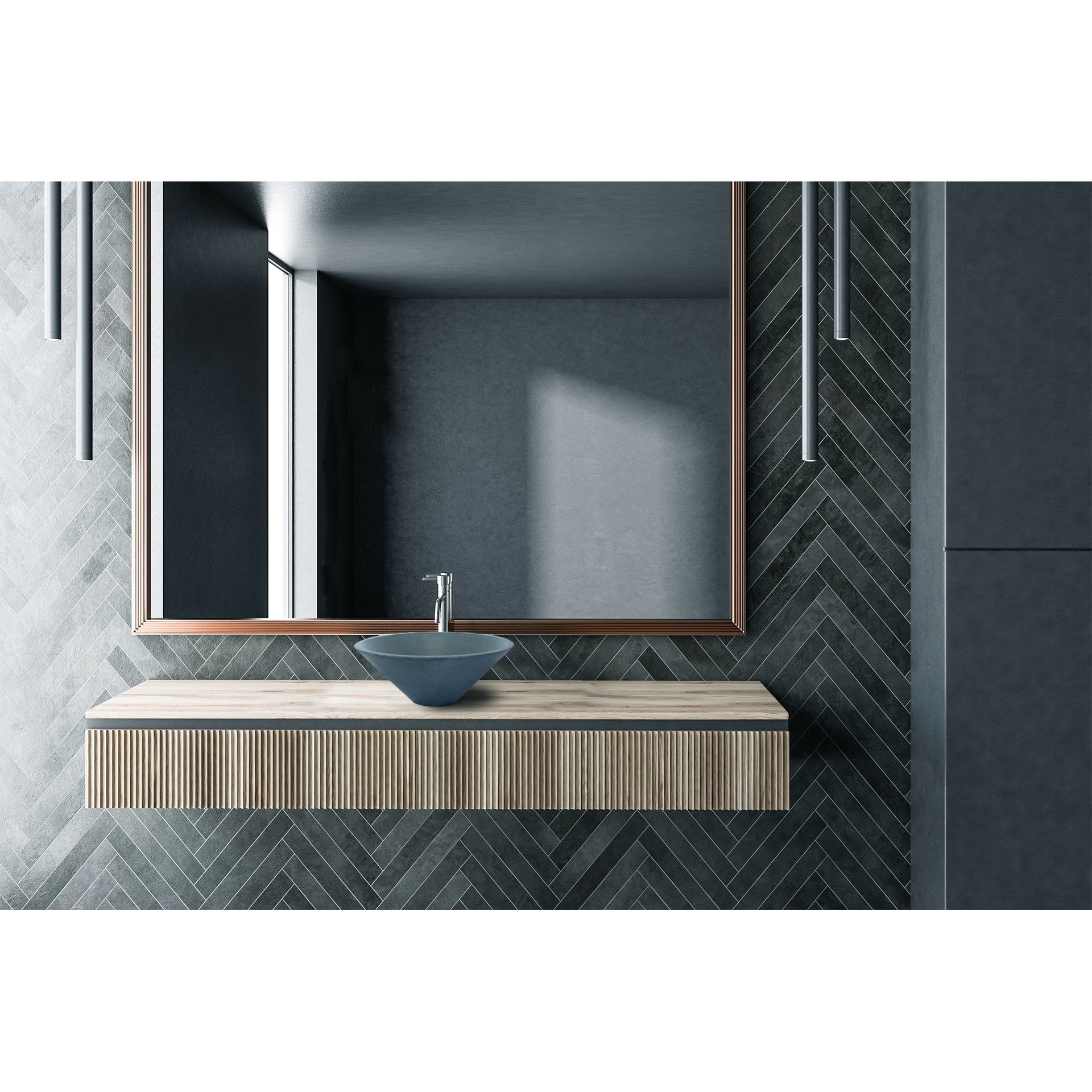 Round Concrete Bathroom Vanity Wash Basin EF10 Stone and Rock