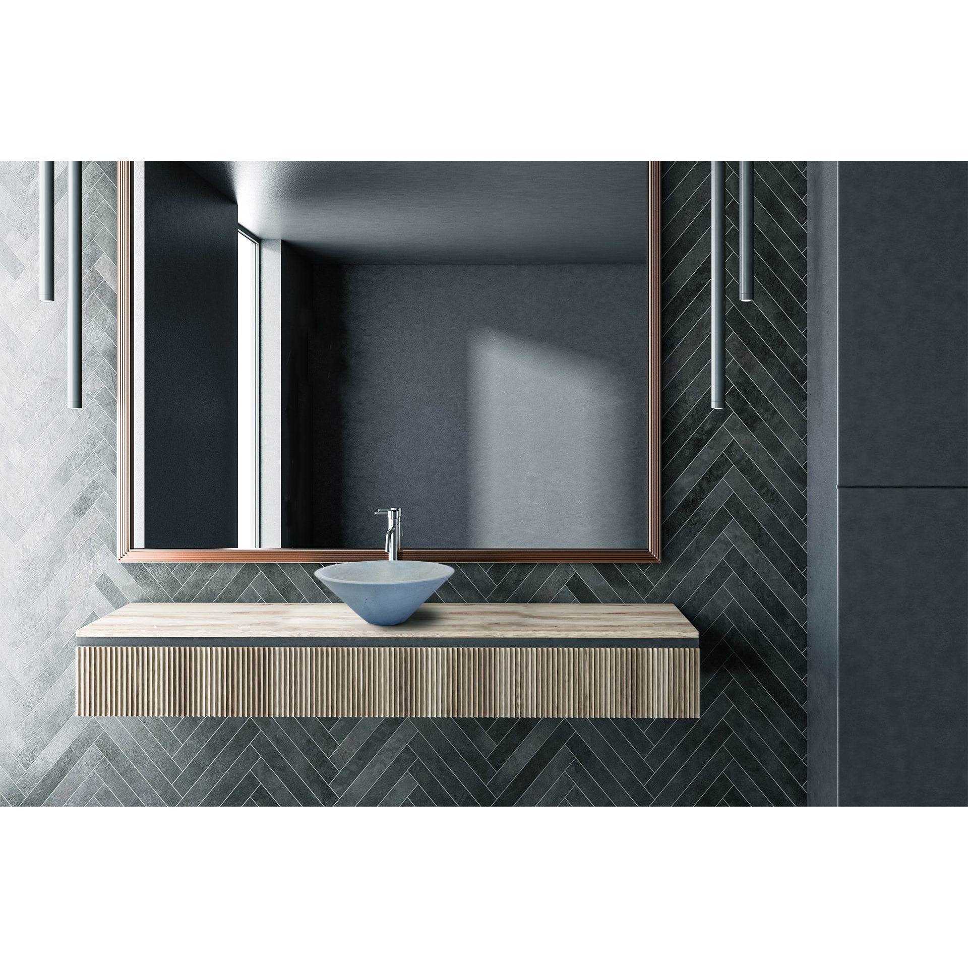 Round Concrete Bathroom Vanity Wash Basin EF10 Stone and Rock