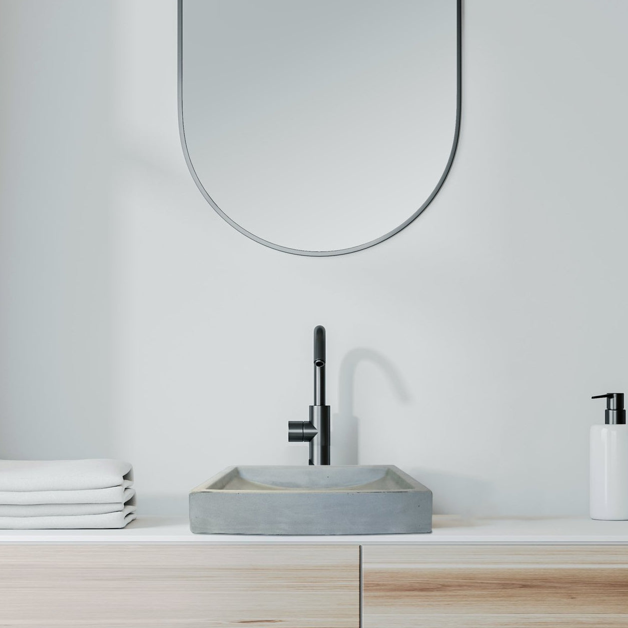 Rectangular Concrete Bathroom Vanity Wash Basin EF33 Stone and Rock