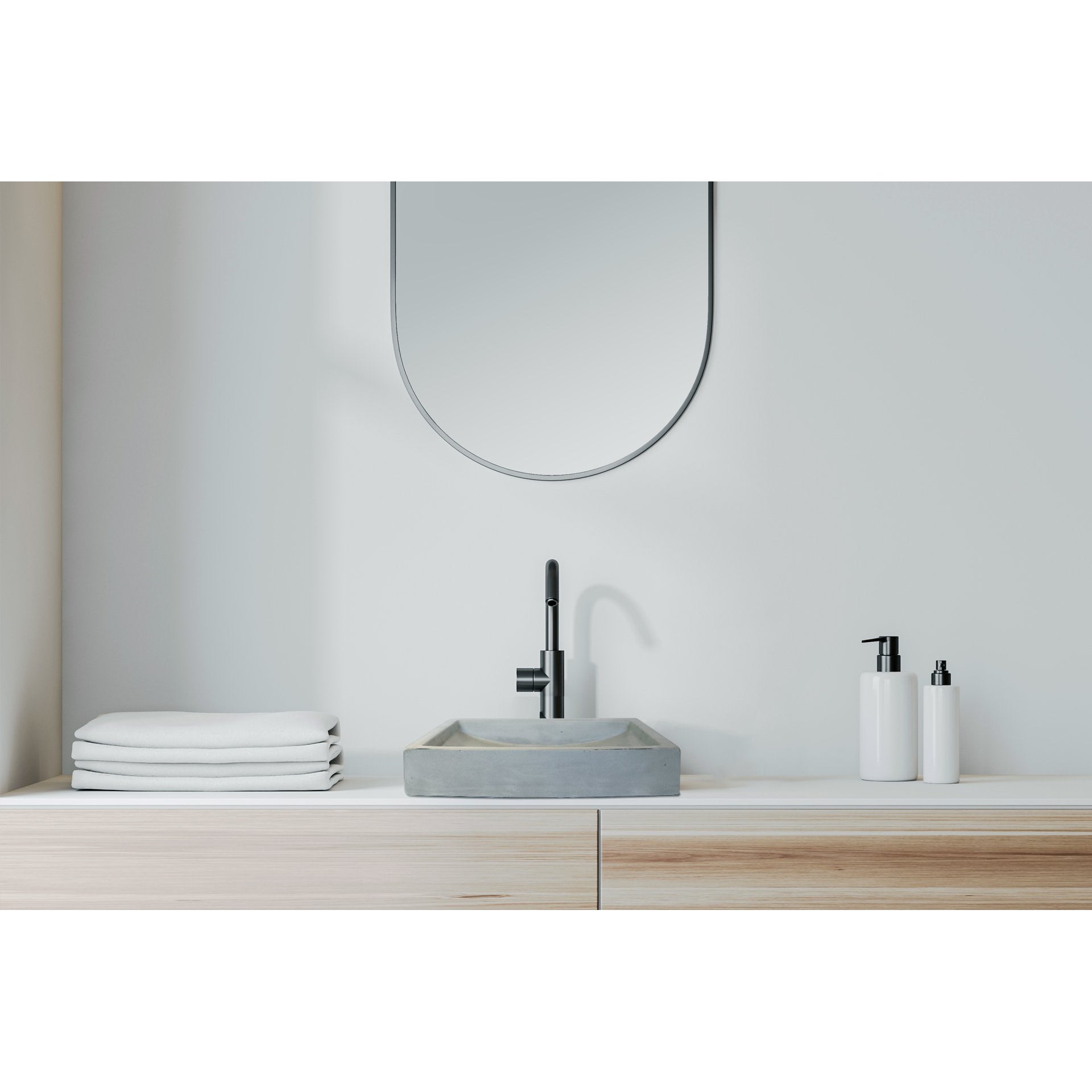 Rectangular Concrete Bathroom Vanity Wash Basin EF33 Stone and Rock