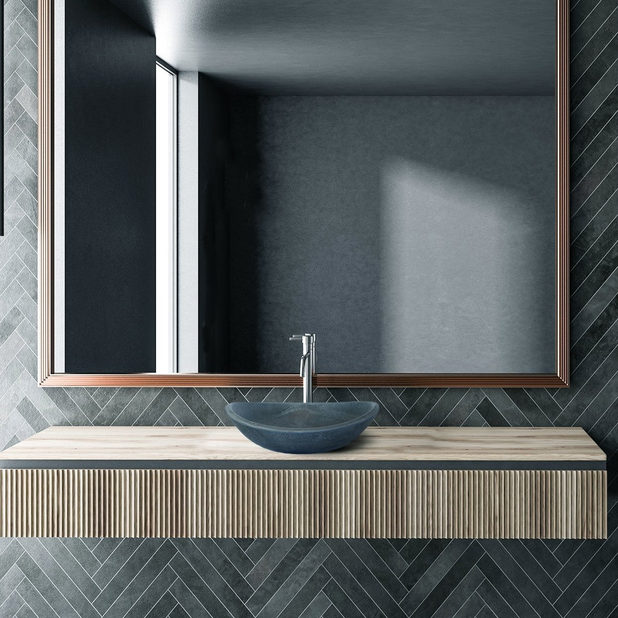 Oval Concrete Bathroom Vanity Wash Basin EF31 Stone and Rock