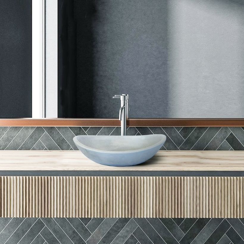 Oval Concrete Bathroom Vanity Wash Basin EF31 Stone and Rock