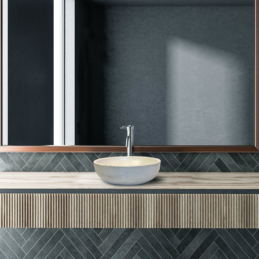 Round Concrete Bathroom Vanity Wash Basin EF930 Stone and Rock