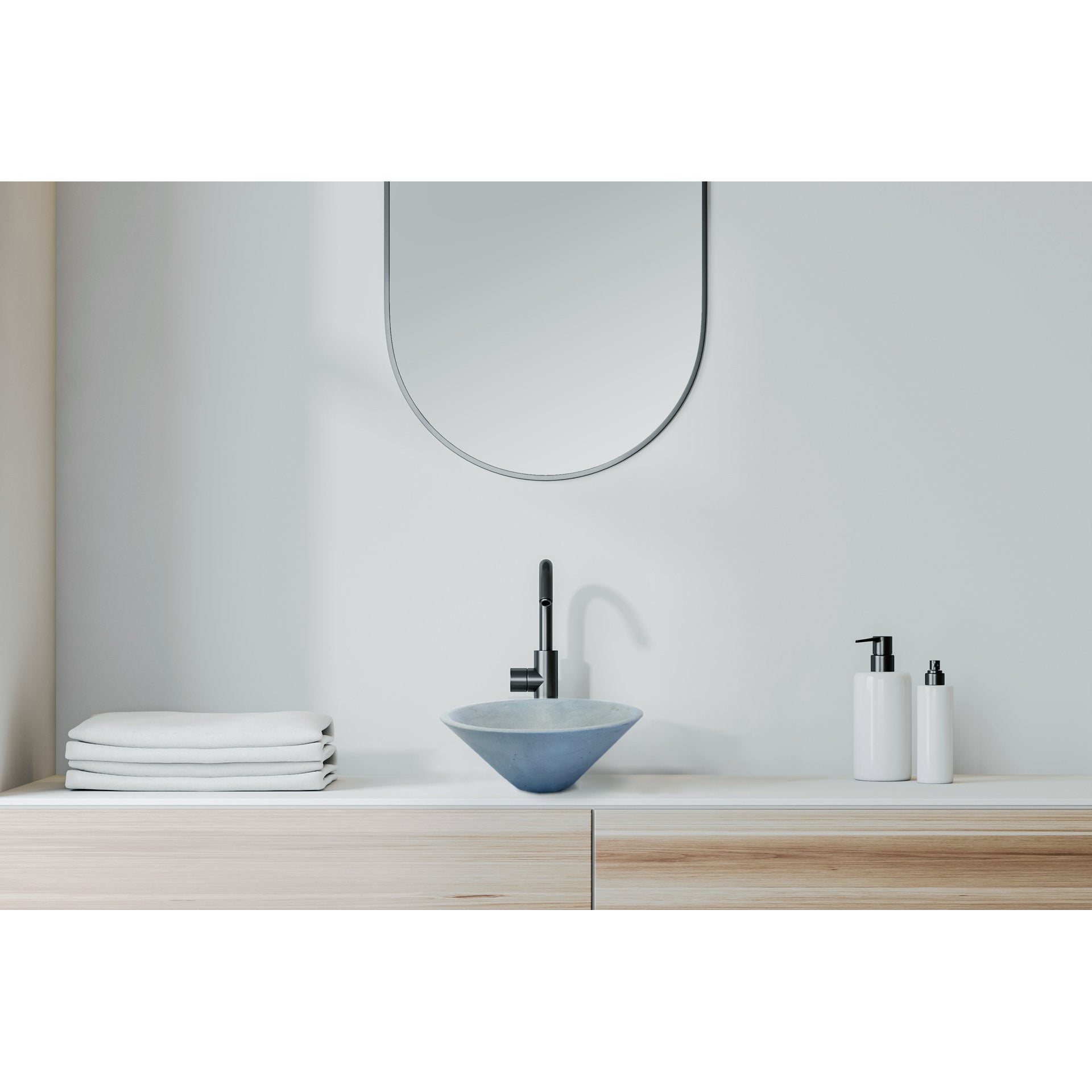 Round Concrete Bathroom Vanity Wash Basin EF10 Stone and Rock