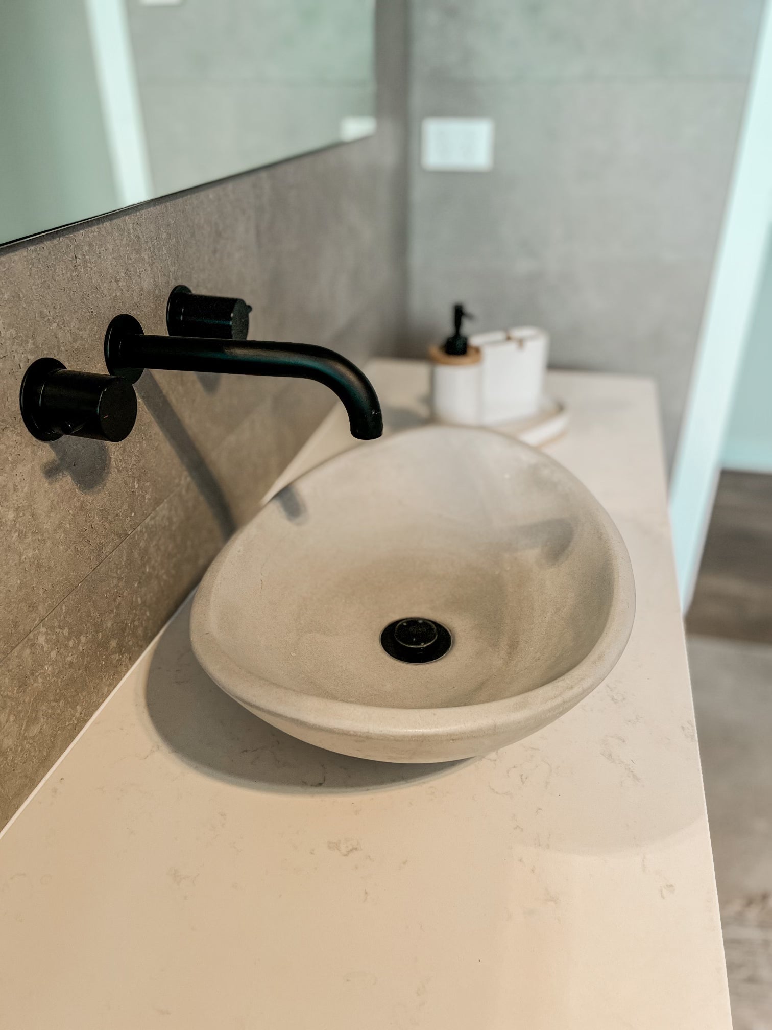 Oval Concrete Bathroom Vanity Wash Basin EF31 Stone and Rock
