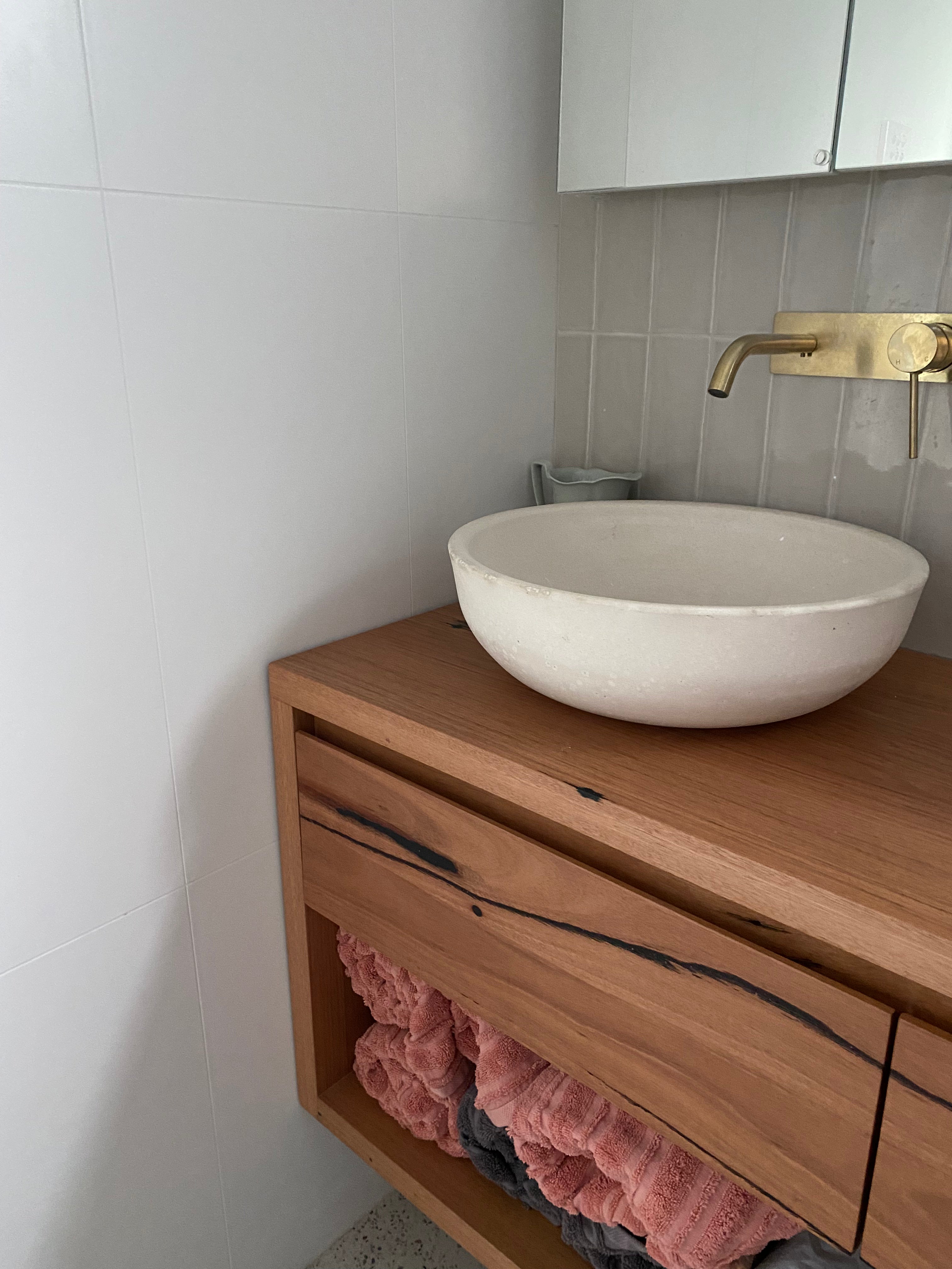 Round Concrete Bathroom Vanity Wash Basin EF930 Stone and Rock
