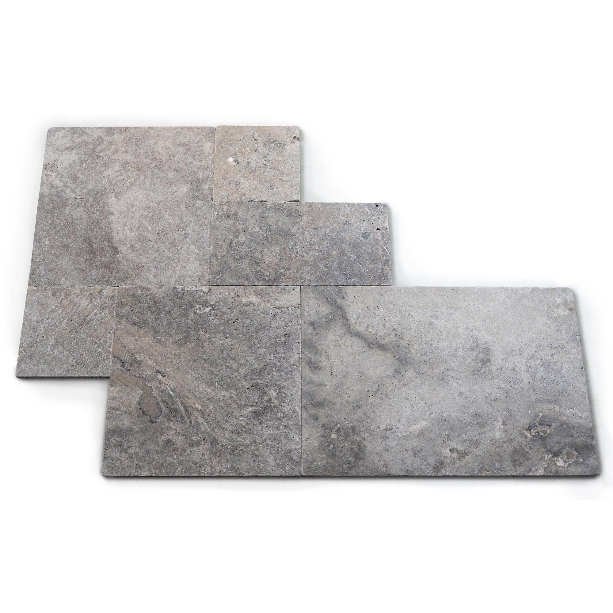 Tumbled Travertine Tile & Paver - French Set 12mm - Premium Silver Stone and Rock