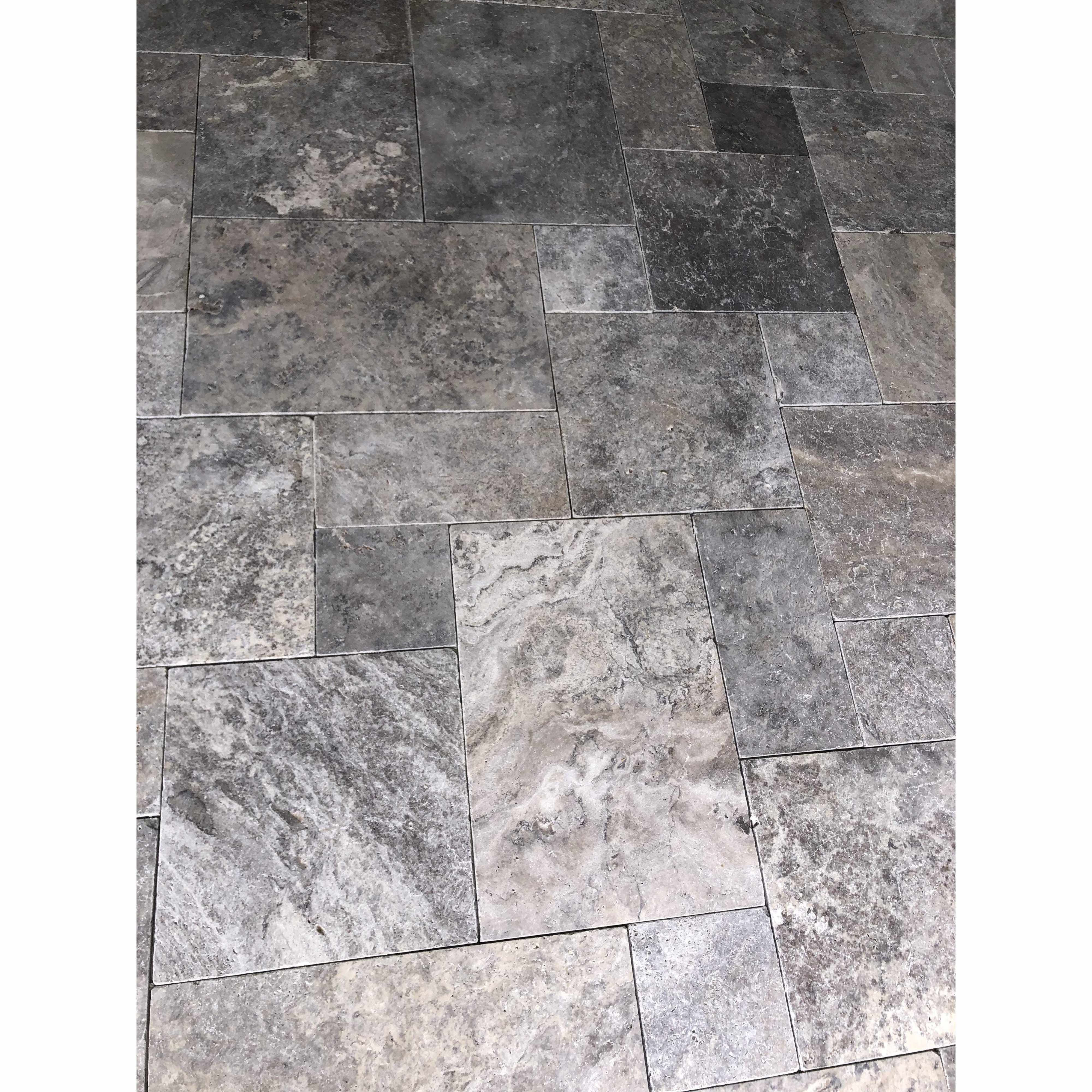Tumbled Travertine Tile & Paver - French Set 12mm - Premium Silver Stone and Rock