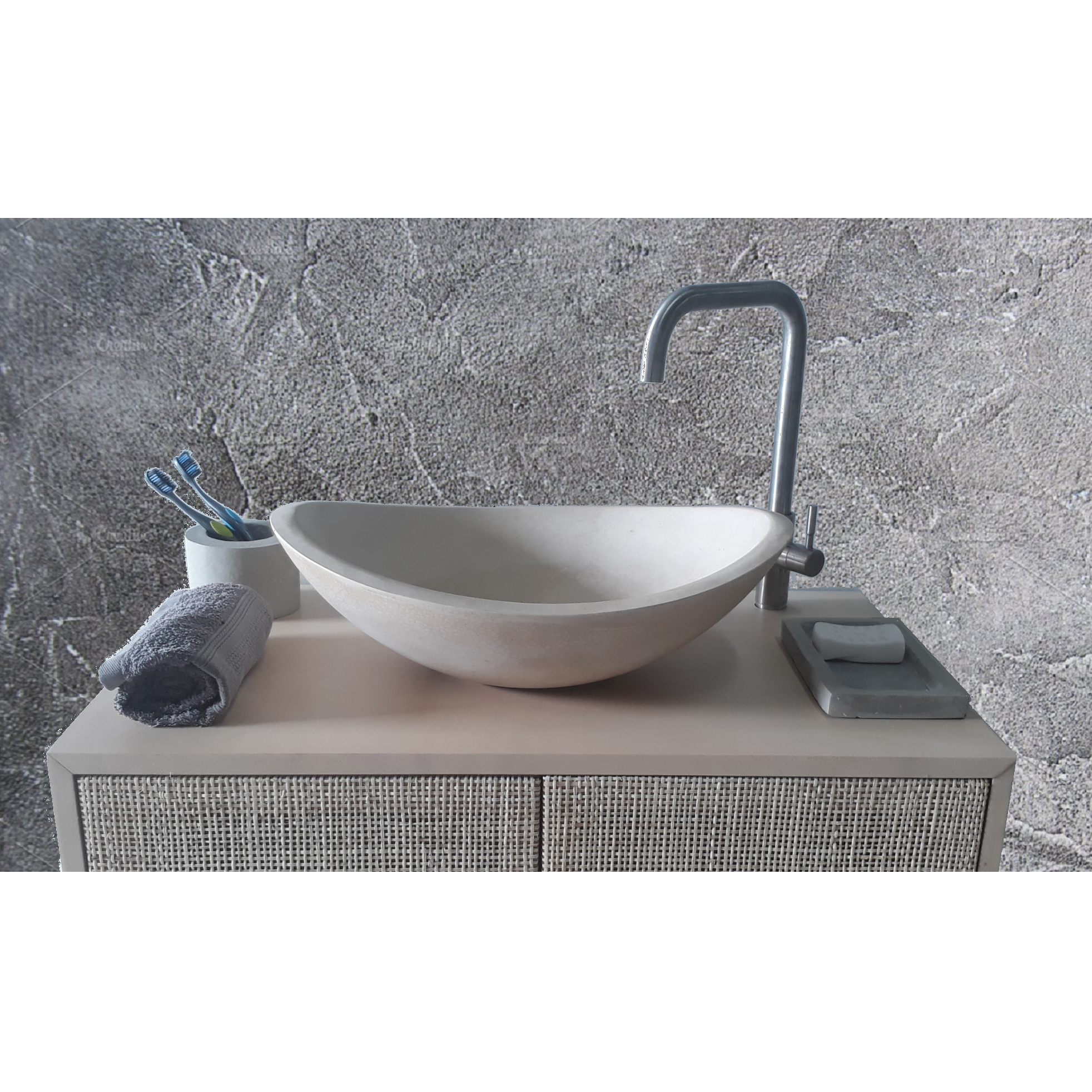 Oval Concrete Bathroom Vanity Wash Basin EF31 Stone and Rock