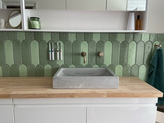 Rectangular Concrete Bathroom Vanity Wash Basin EF33 Stone and Rock