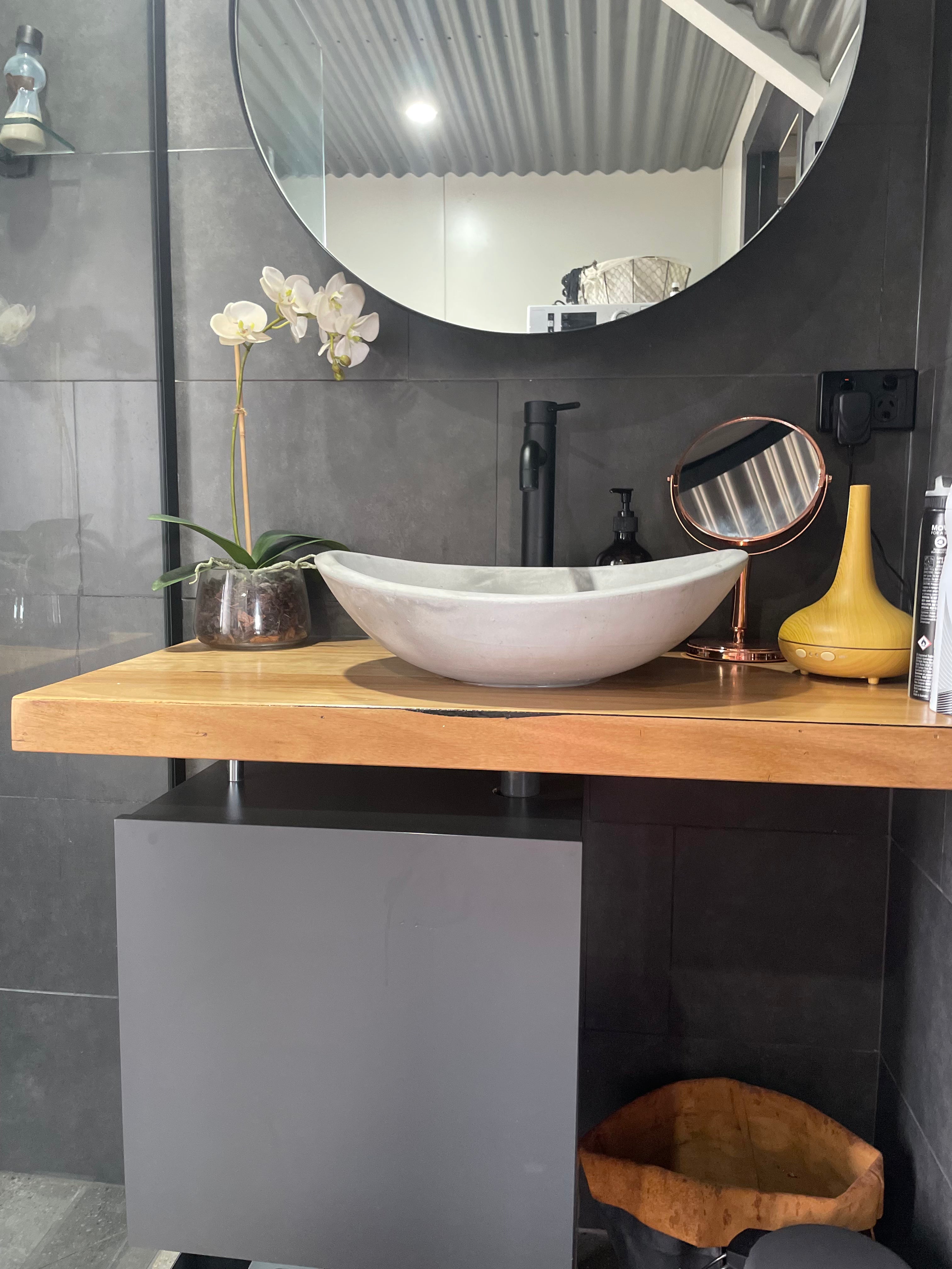 Oval Concrete Bathroom Vanity Wash Basin EF31 Stone and Rock