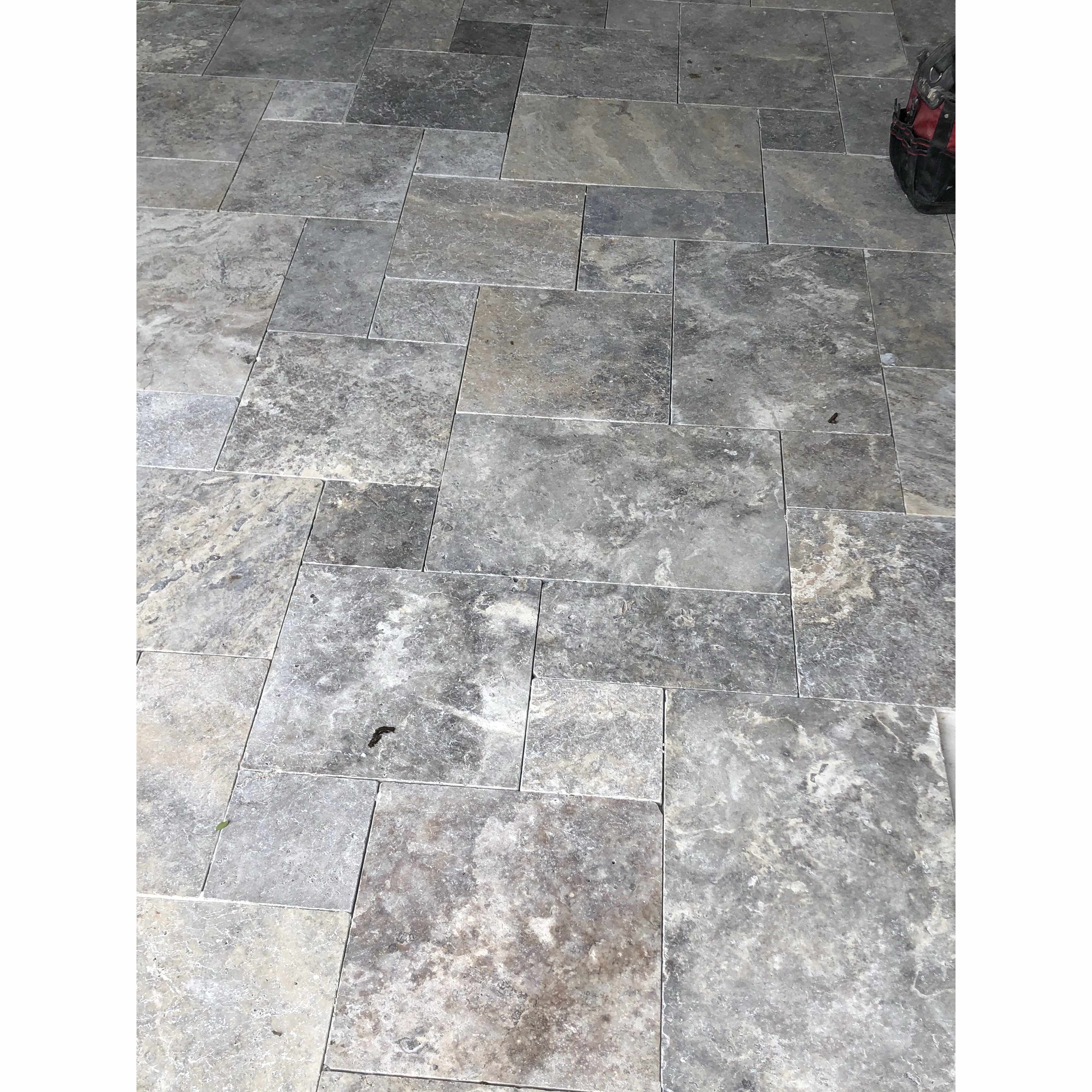 Tumbled Travertine Tile & Paver - French Set 12mm - Premium Silver Stone and Rock