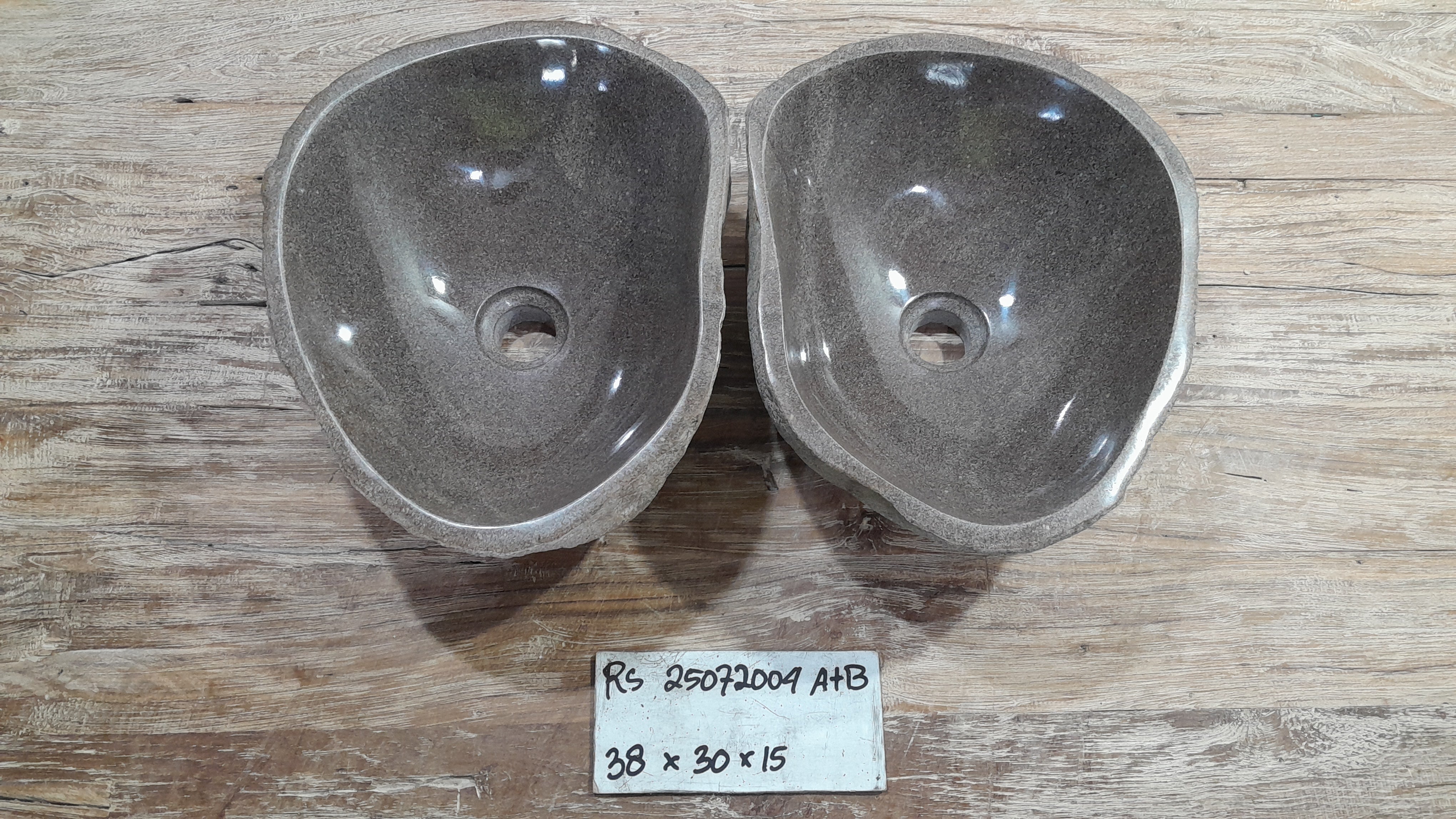 Handmade Natural Oval River Stone  Bathroom Basin TWIN SETS A & B RS 25072004