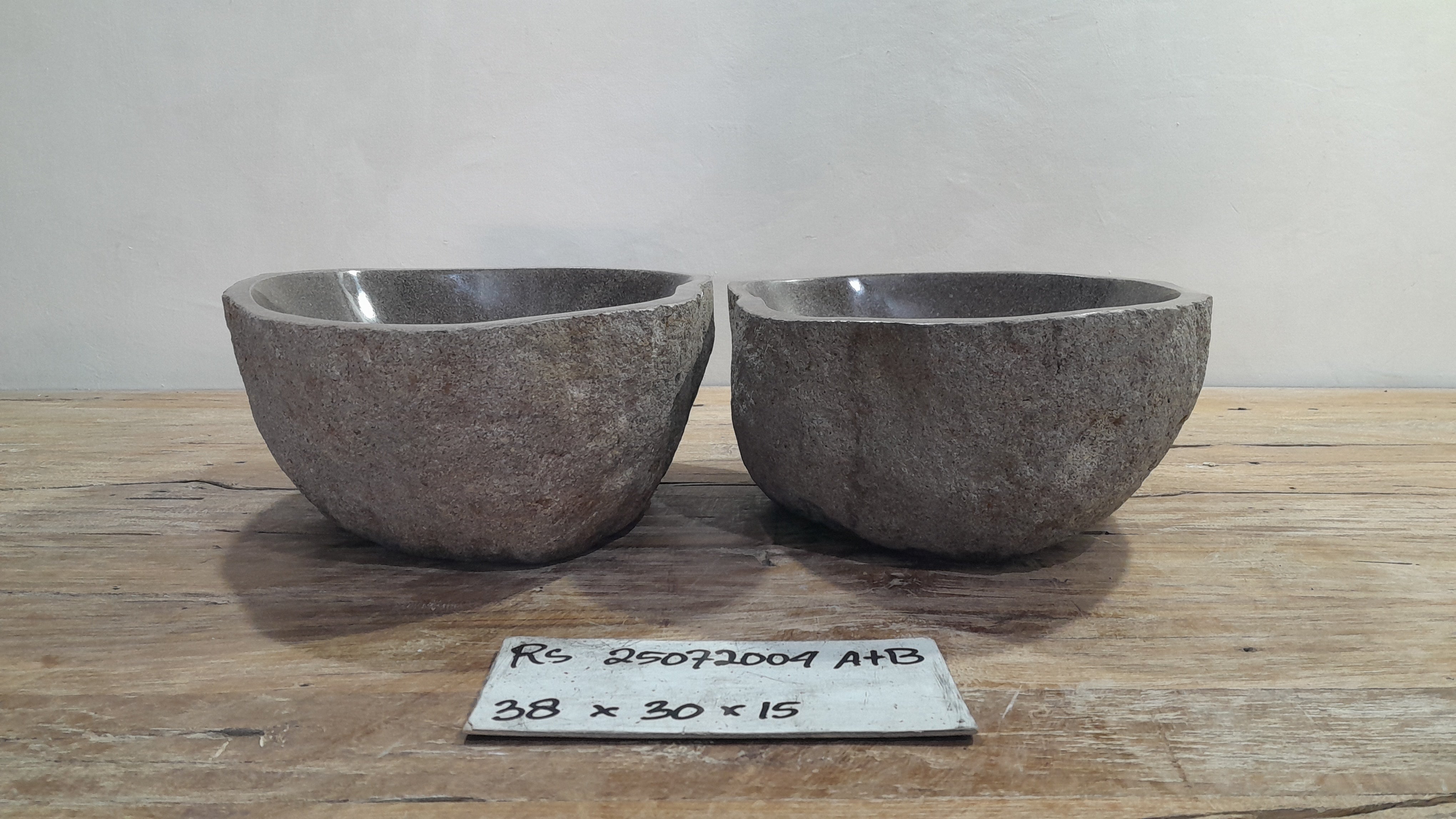 Handmade Natural Oval River Stone  Bathroom Basin TWIN SETS A & B RS 25072004