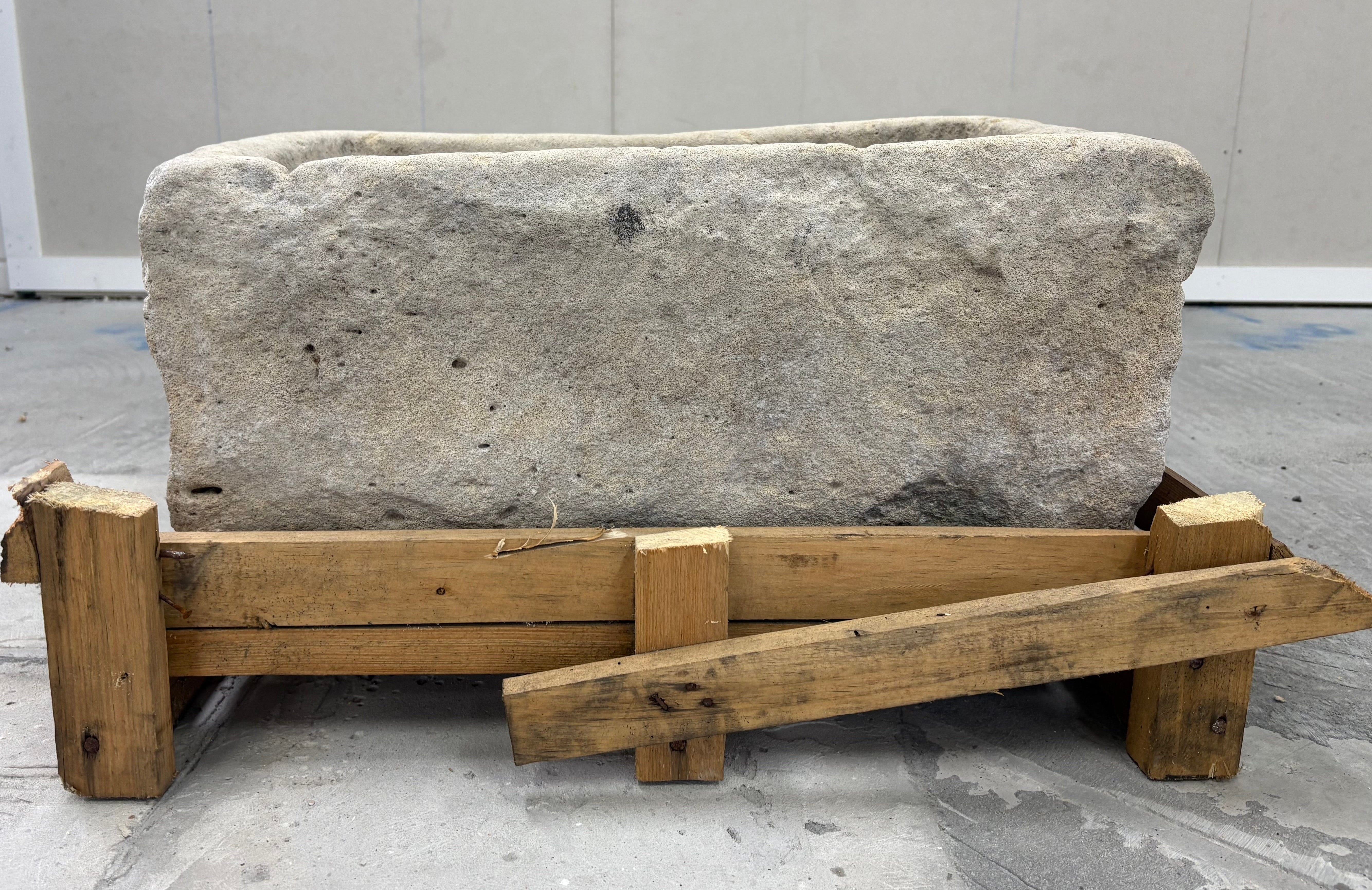 Hand Chiselled Limestone Planter Pot - 240924 - 61x38x27cm