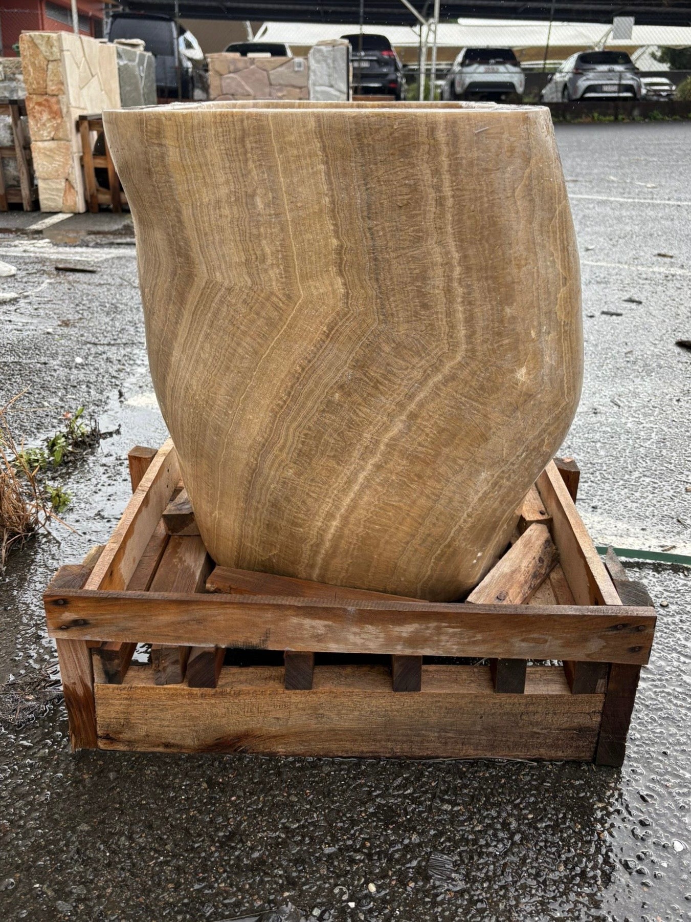 Natural Handmade Onyx Stone Planter Pot - 240904