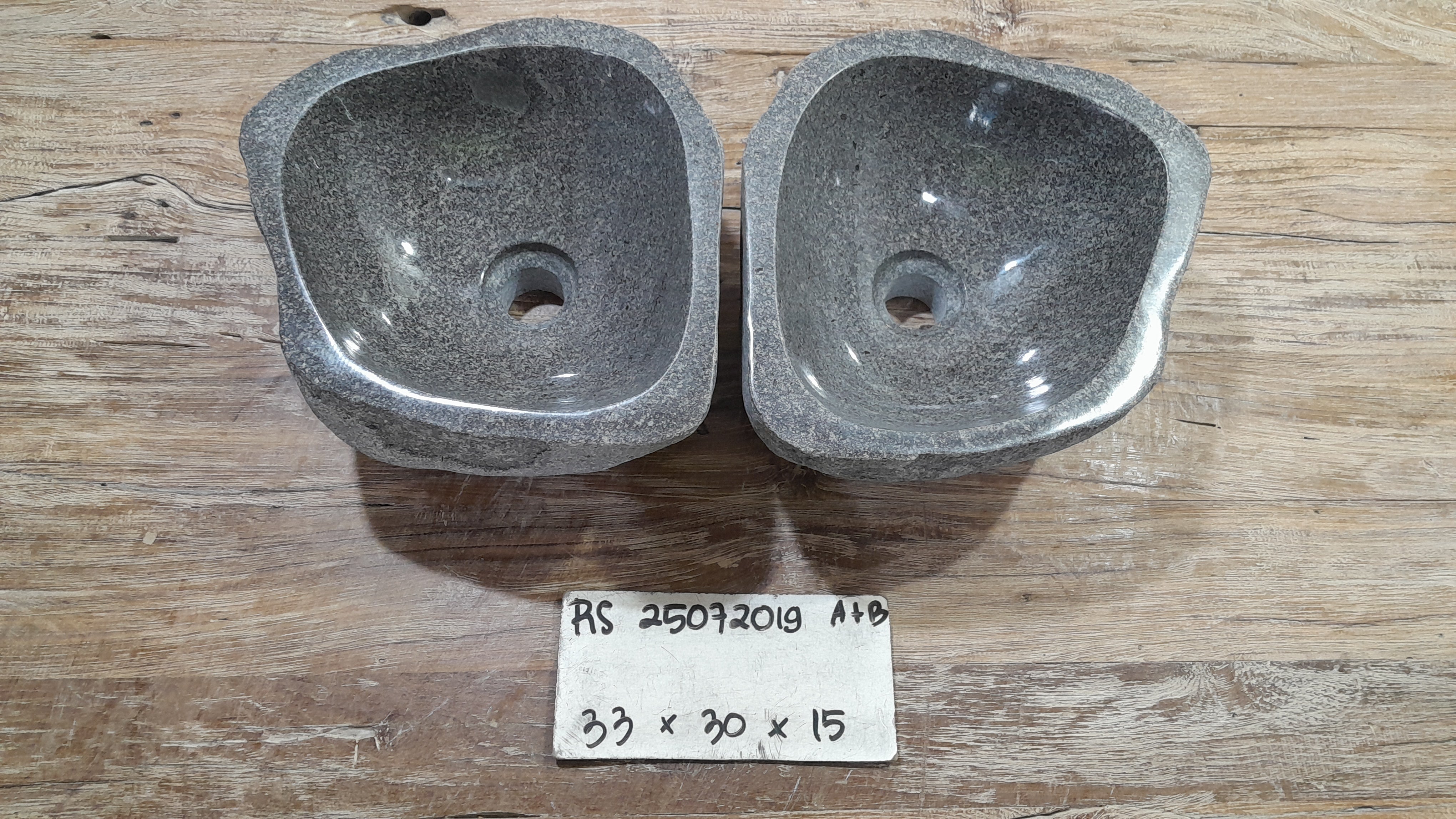 Handmade Natural Oval River Stone  Bathroom Basin TWIN SETS A & B RS 25072019