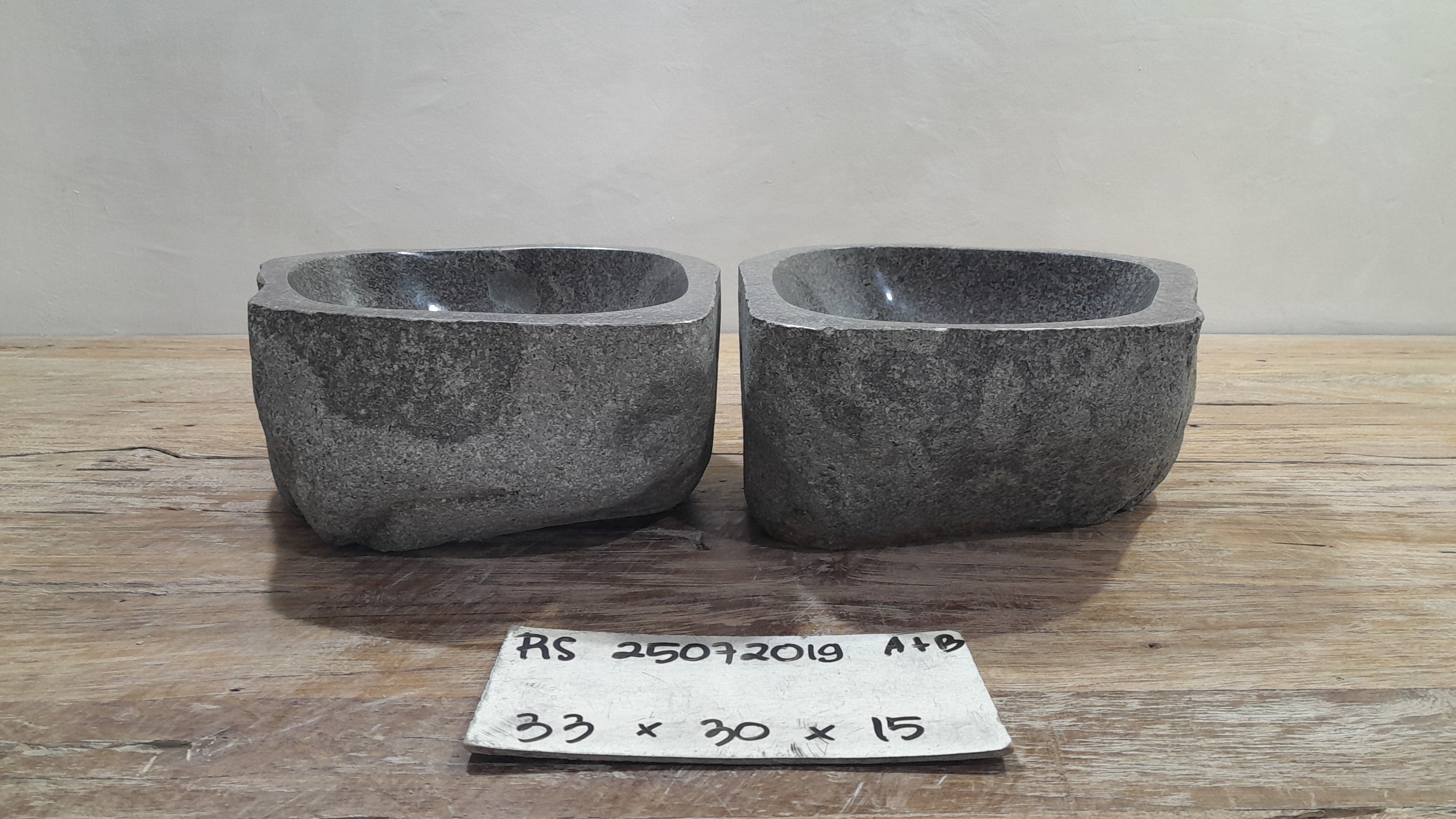 Handmade Natural Oval River Stone  Bathroom Basin TWIN SETS A & B RS 25072019