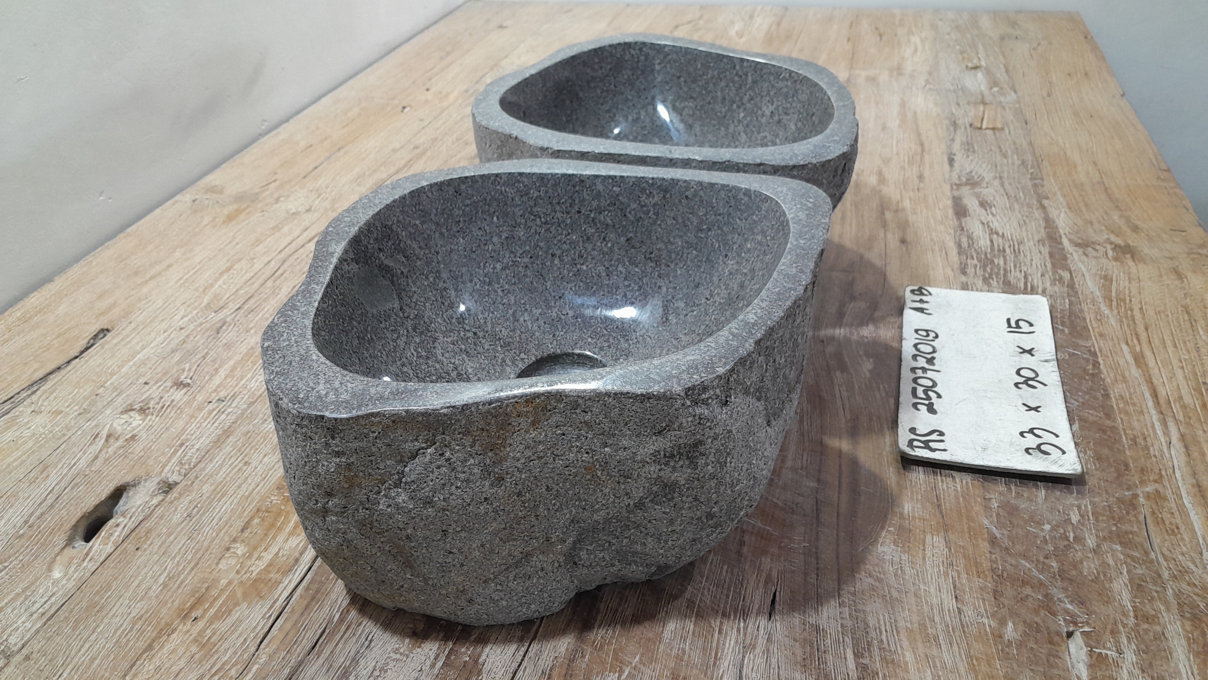 Handmade Natural Oval River Stone  Bathroom Basin TWIN SETS A & B RS 25072019