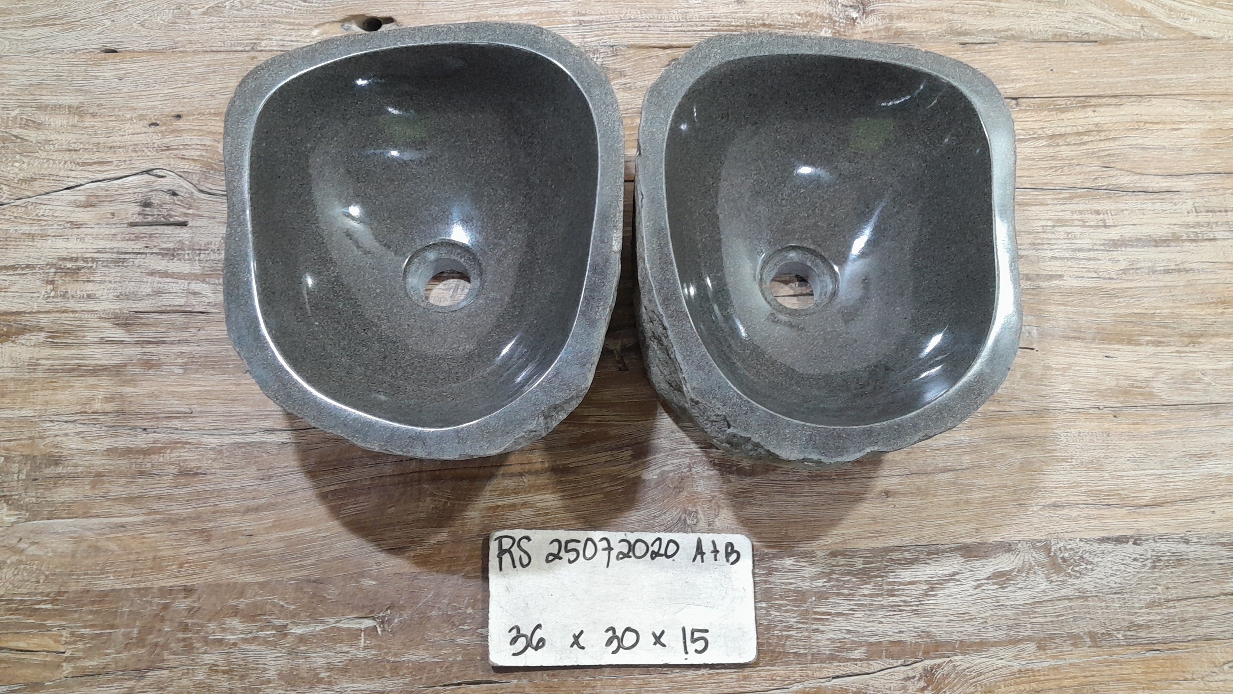Handmade Natural Oval River Stone  Bathroom Basin TWIN SETS A & B RS 25072020