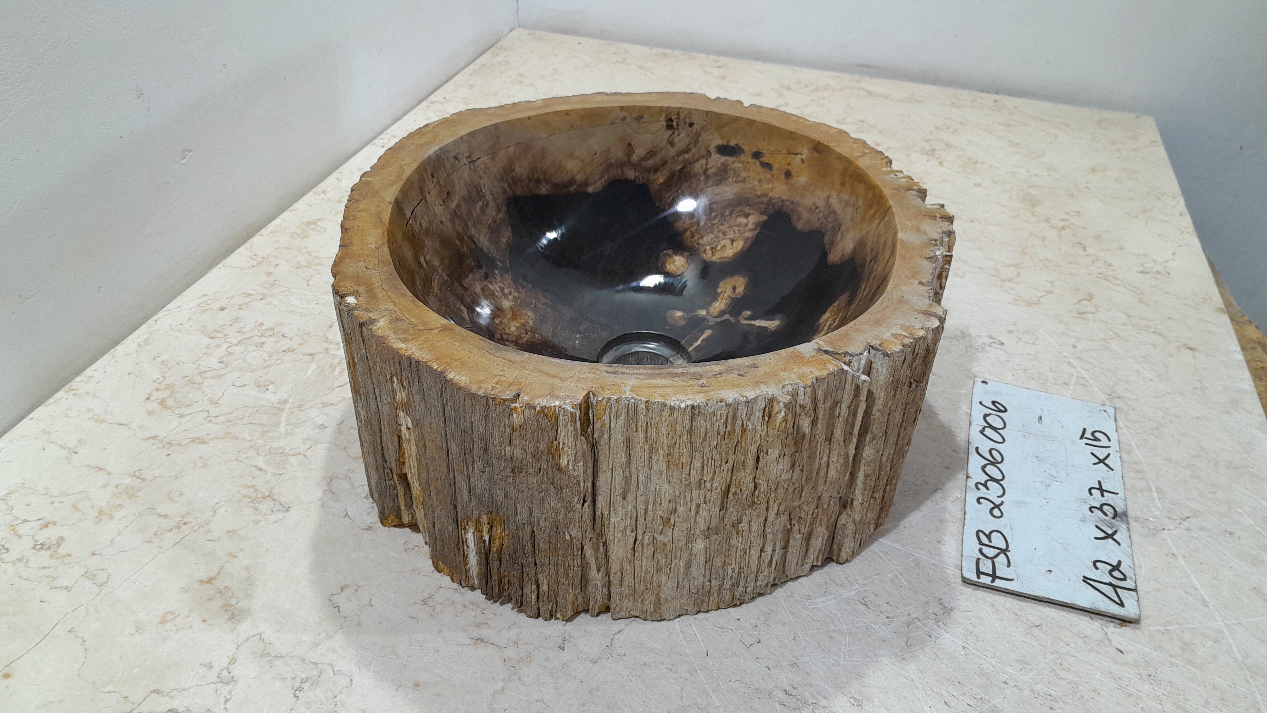 Natural Handmade Petrified Wood Basin - FSB406006